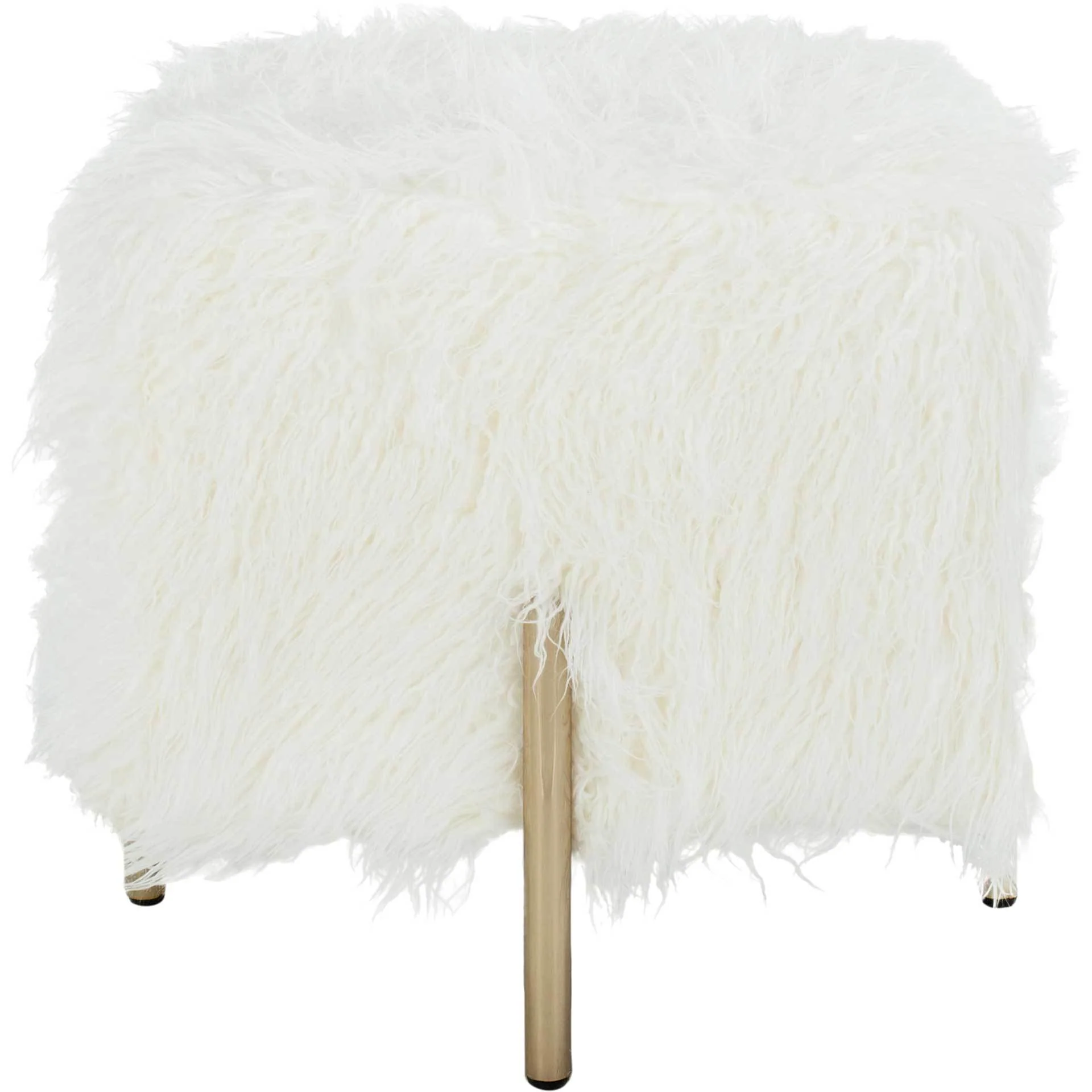 Morgan Faux Fur Square Ottoman - Image 2