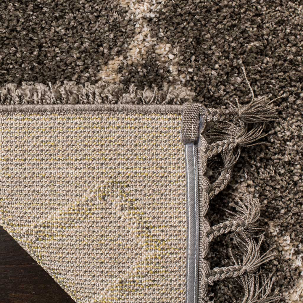Moroccan Diamond Fringe Shag Gray/Cream Area Rug - Image 5