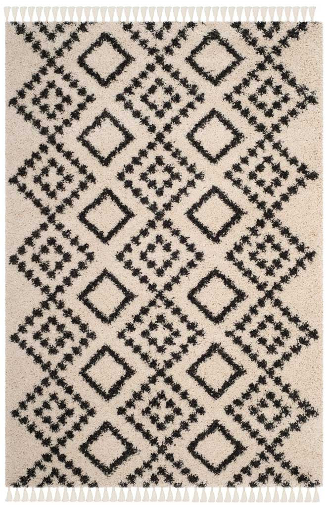 Moroccan Dots Fringe Shag Cream/Charcoal Area Rug - Image 2