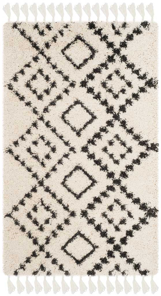 Moroccan Dots Fringe Shag Cream/Charcoal Area Rug - Image 3