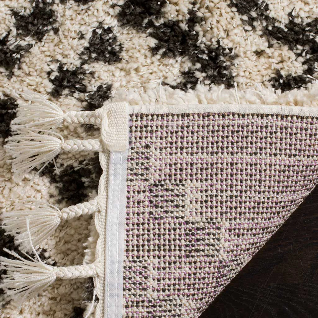 Moroccan Dots Fringe Shag Cream/Charcoal Area Rug - Image 6