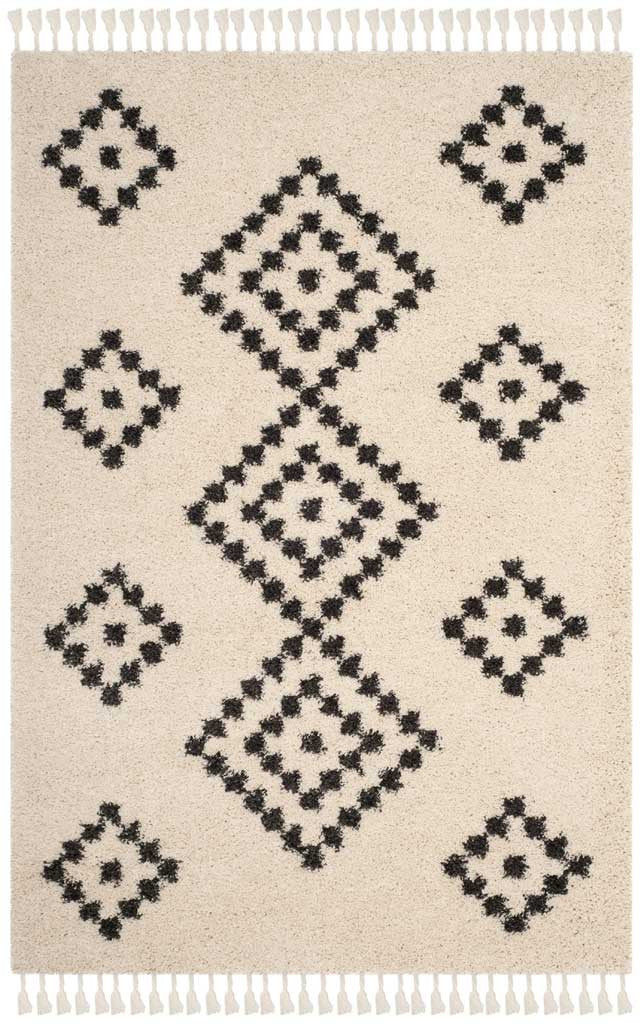 Moroccan Fringe Shag Cream/Charcoal Area Rug - Image 2
