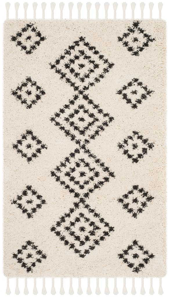 Moroccan Fringe Shag Cream/Charcoal Area Rug - Image 3
