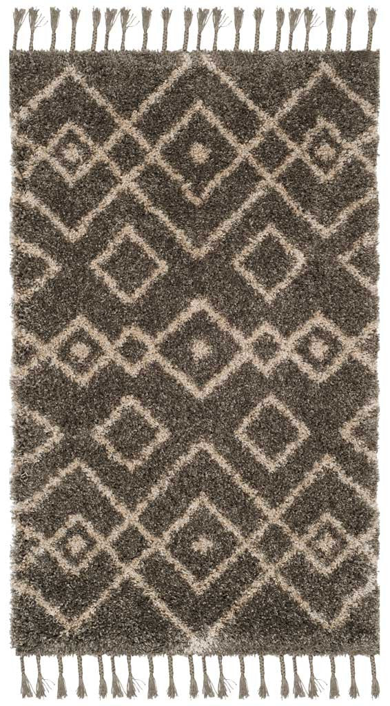Moroccan Fringe Shag Gray/Cream Area Rug - Image 3