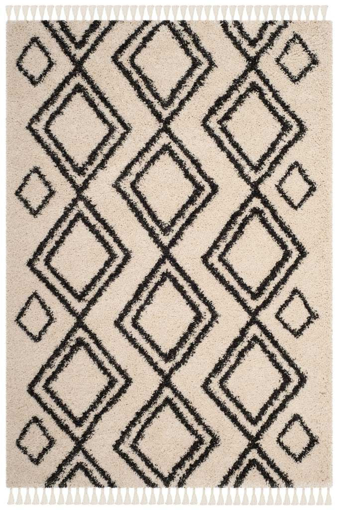 Moroccan Mingle Fringe Shag Cream/Charcoal Area Rug - Image 2