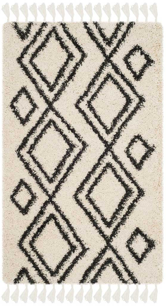 Moroccan Mingle Fringe Shag Cream/Charcoal Area Rug - Image 3