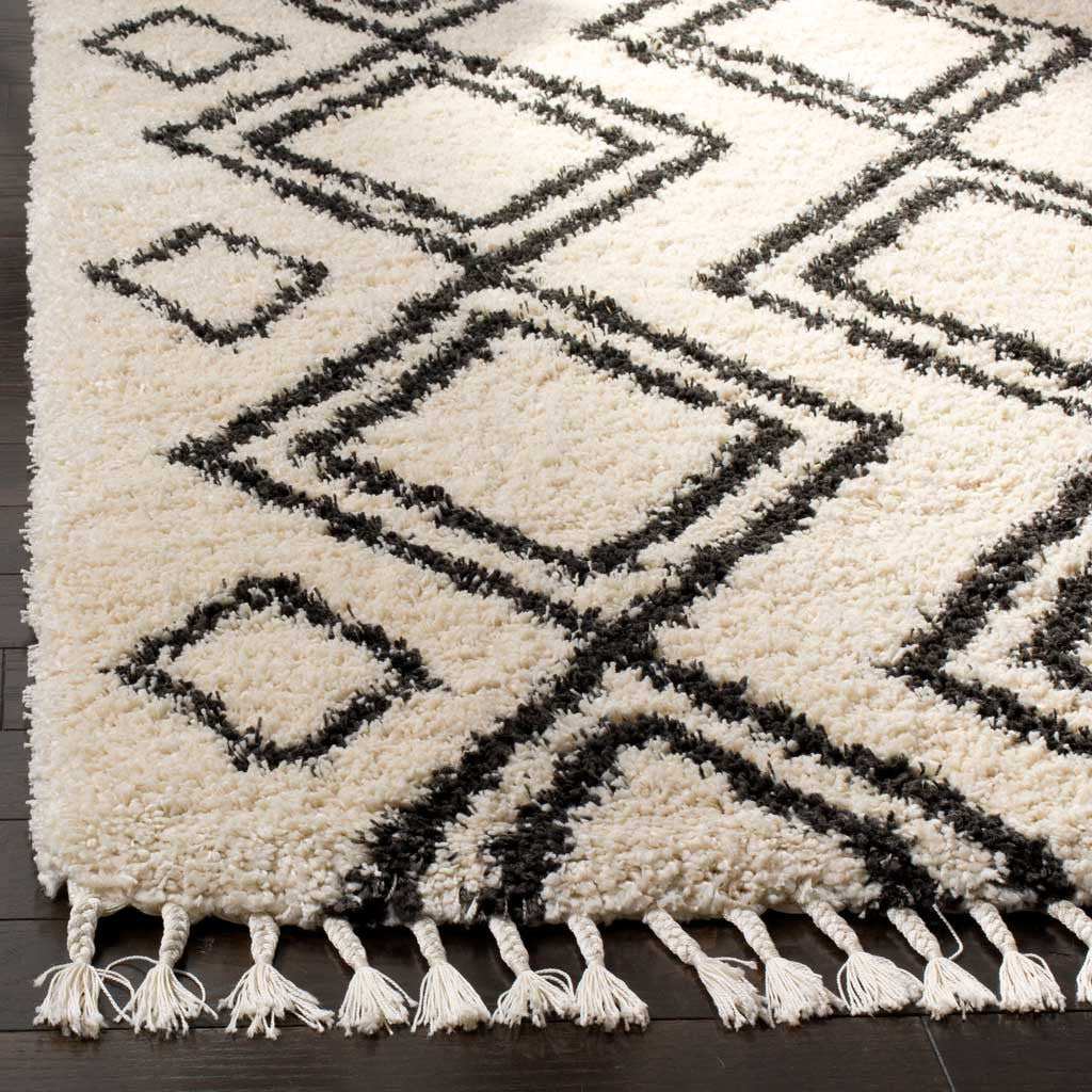 Moroccan Mingle Fringe Shag Cream/Charcoal Area Rug - Image 4