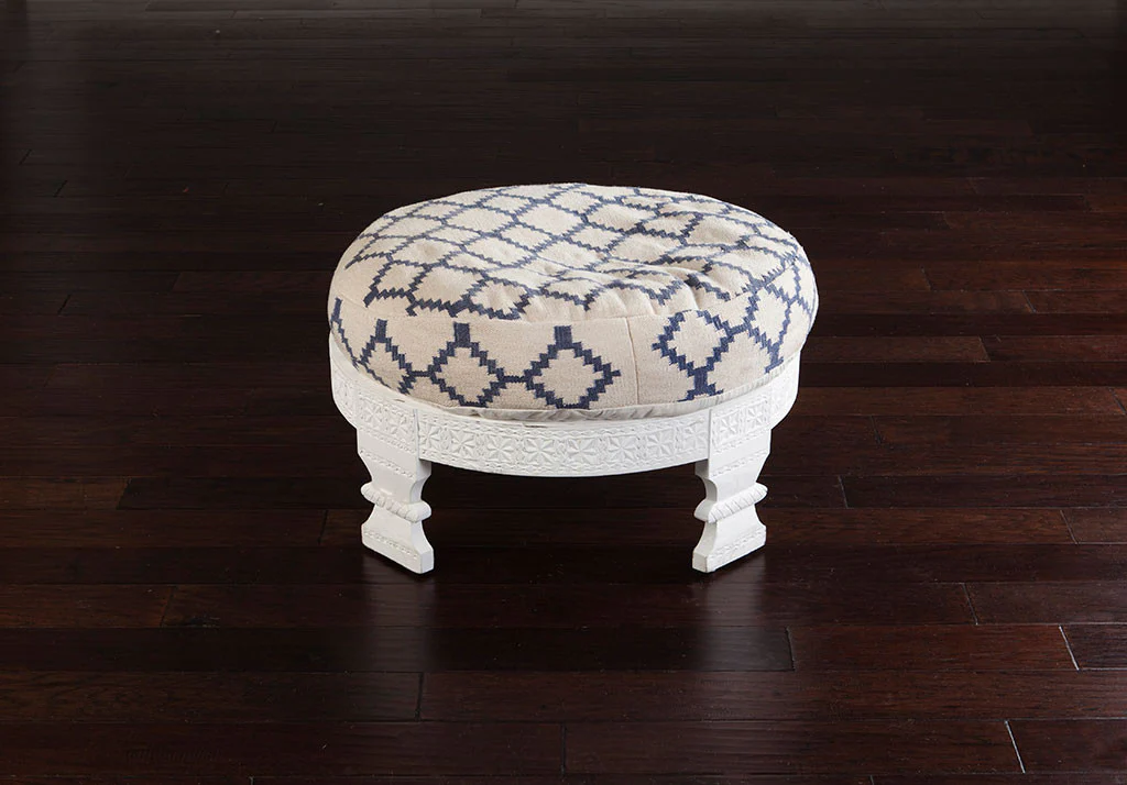 Moroccan Ottoman Blue/White - Image 2