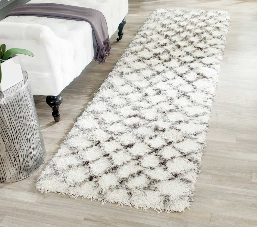 Moroccan Shag Ivory/Gray Runner Rug - Image 3