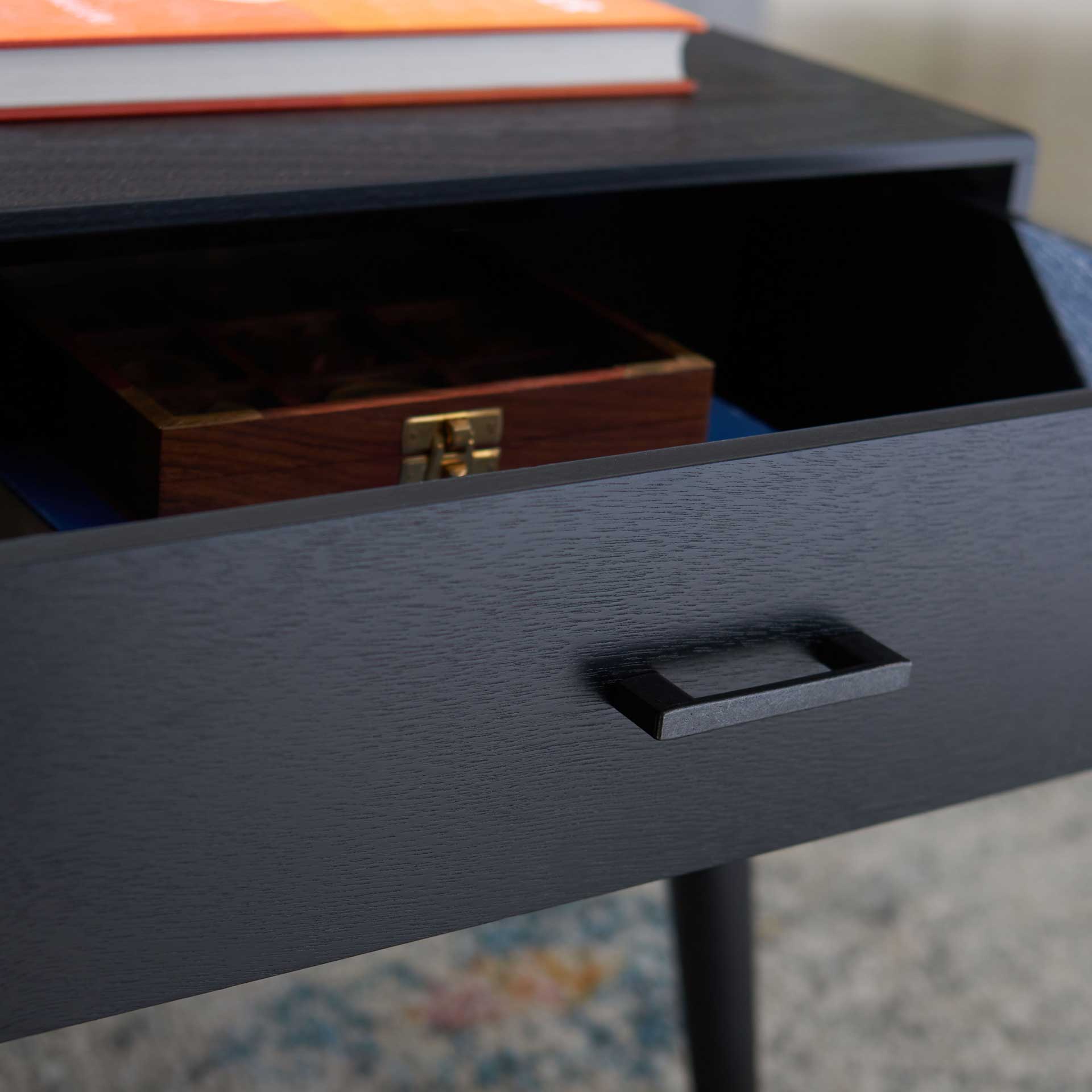 Morris 2 Drawer Coffee Table Black - Image 7