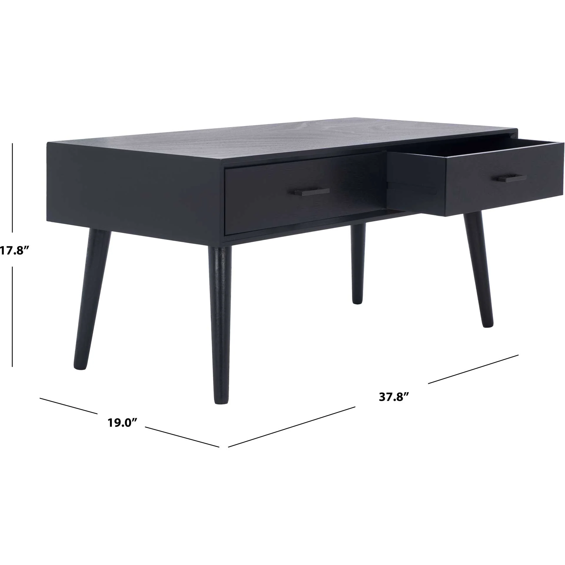 Morris 2 Drawer Coffee Table Black - Image 9