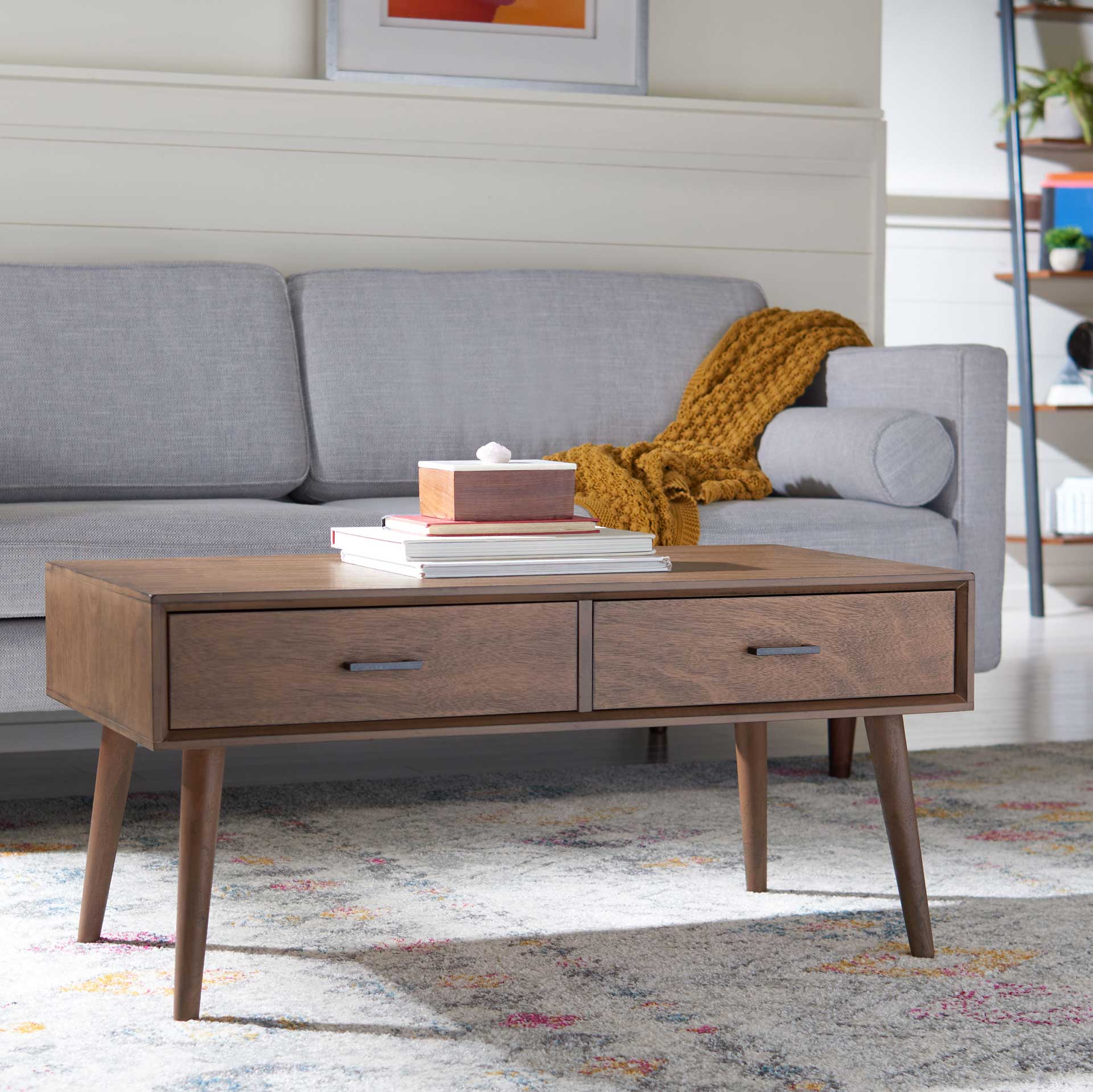 Morris 2 Drawer Coffee Table Brown - Image 8