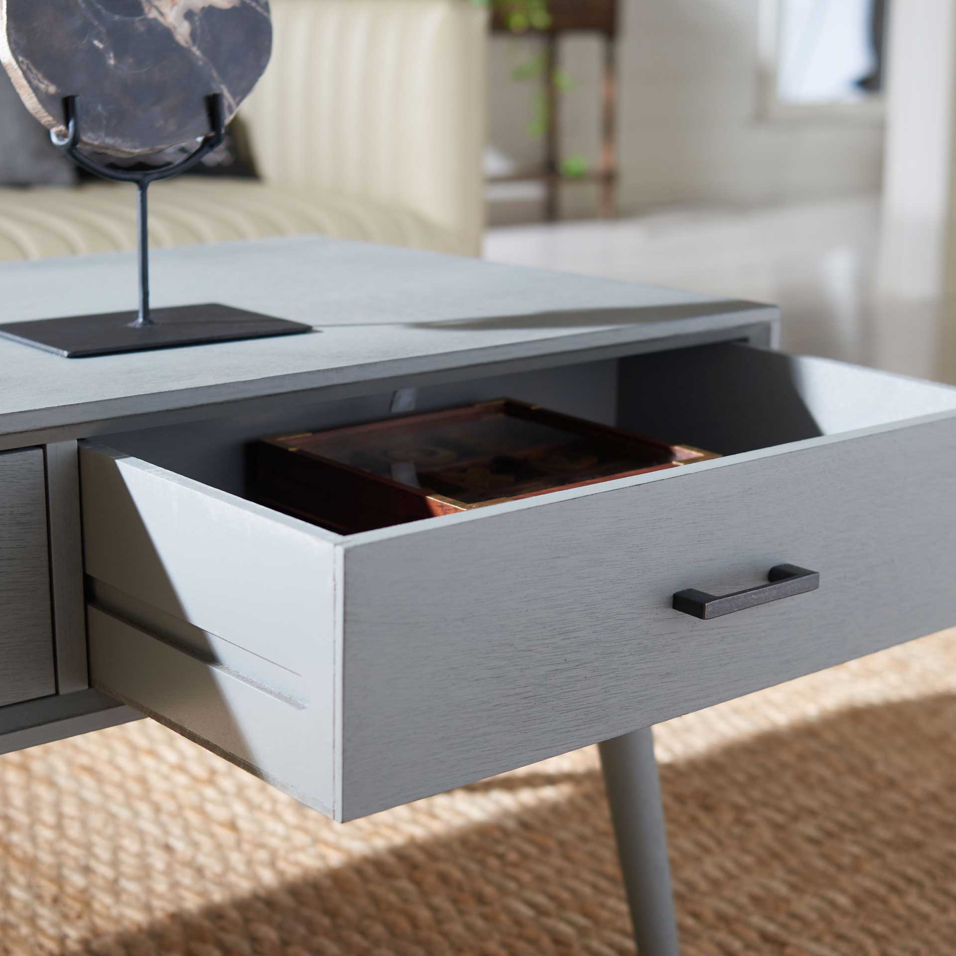 Morris 2 Drawer Coffee Table Distressed Gray - Image 7