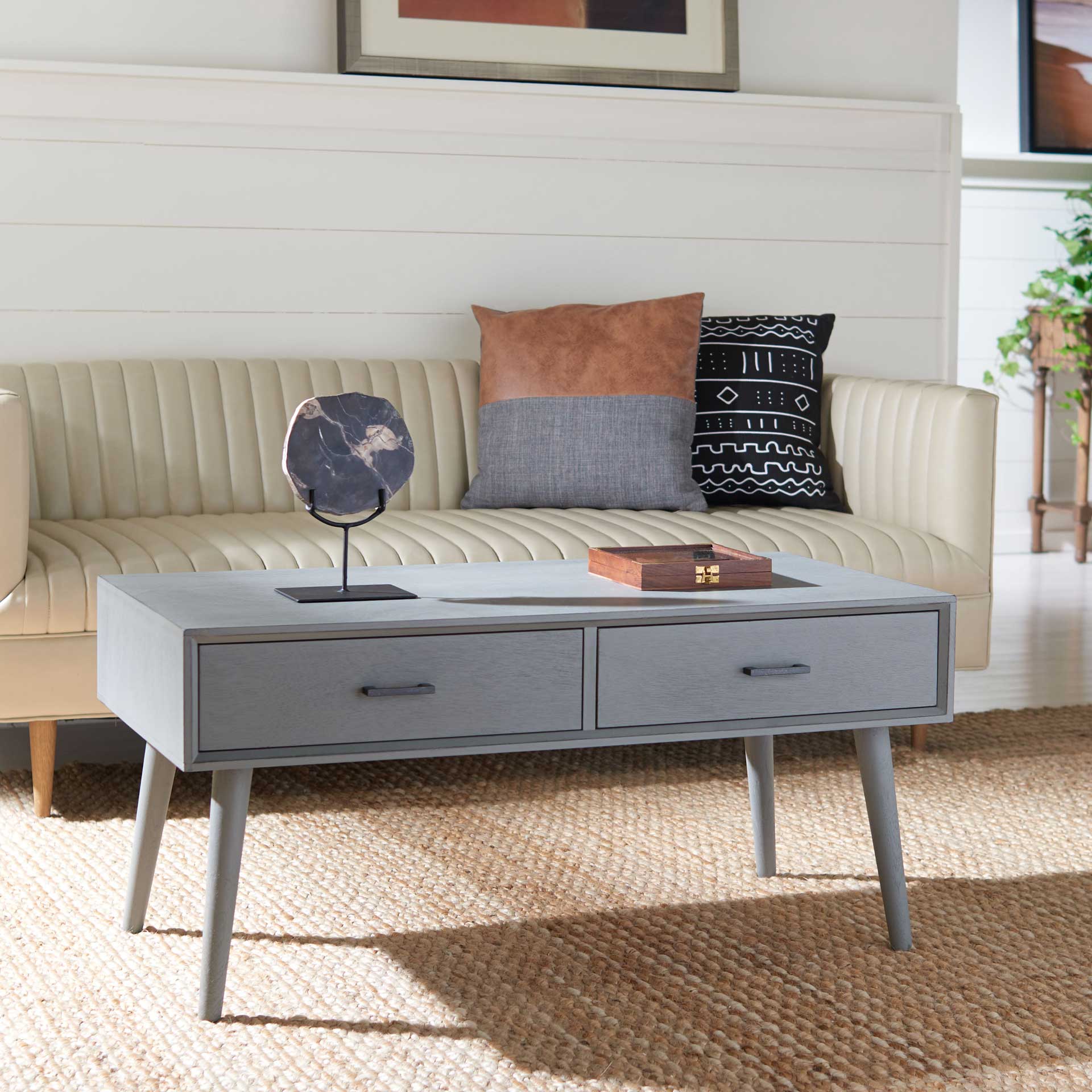 Morris 2 Drawer Coffee Table Distressed Gray - Image 8