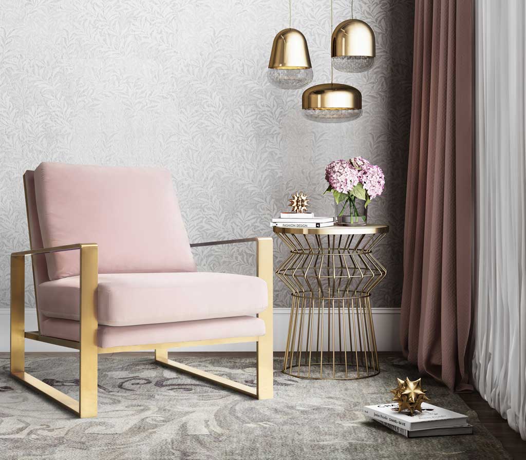 Morton Velvet Chair Blush - Image 6