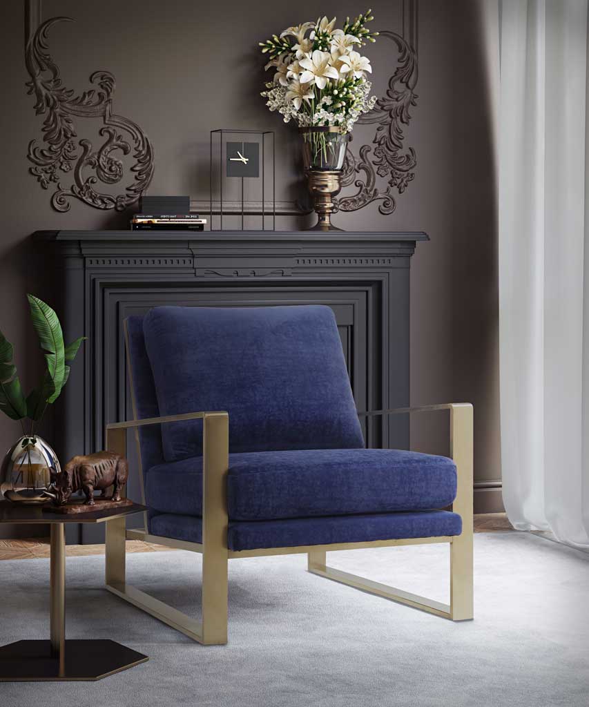 Morton Velvet Chair Navy - Image 5