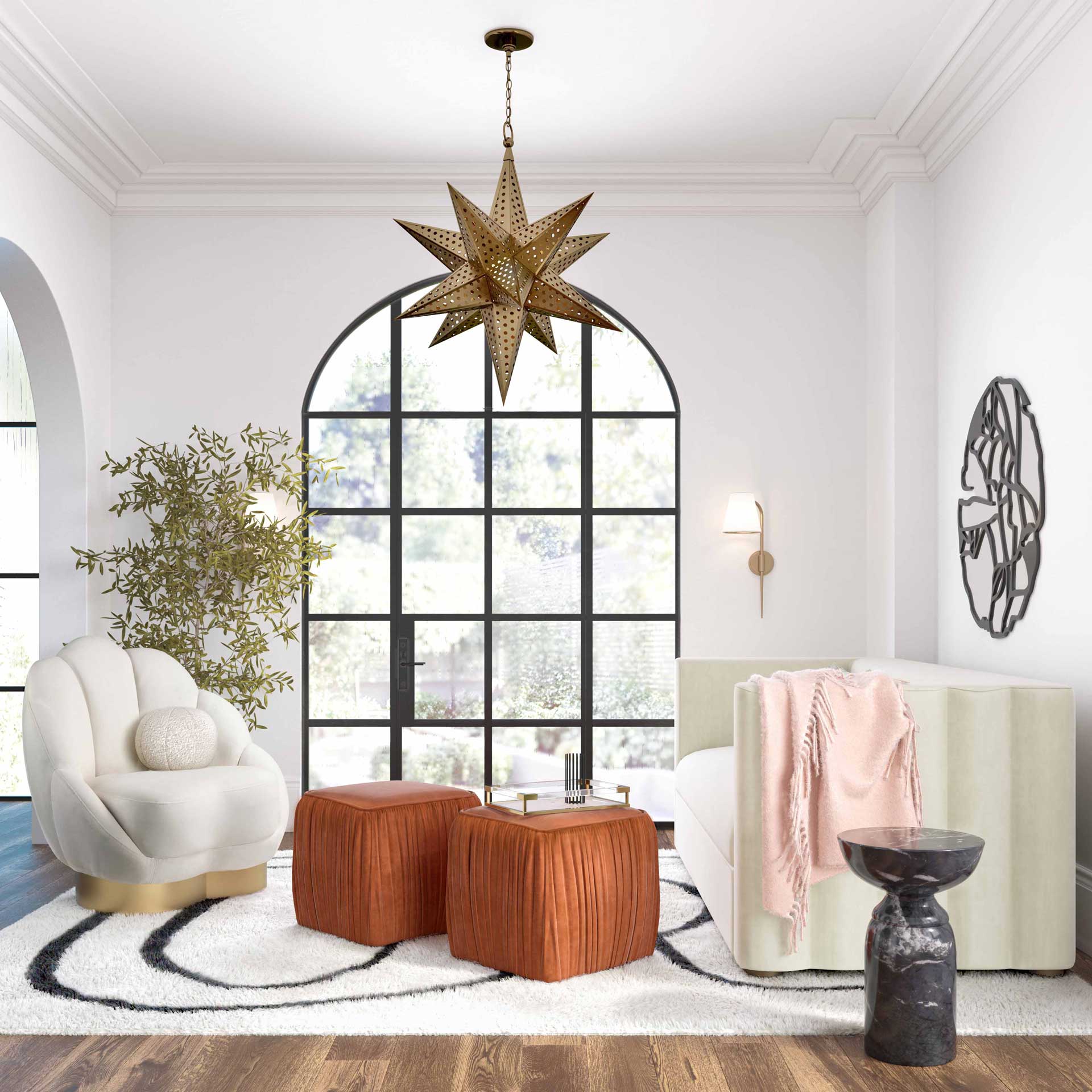 Moshe Pleated Ottoman Cognac - Image 7