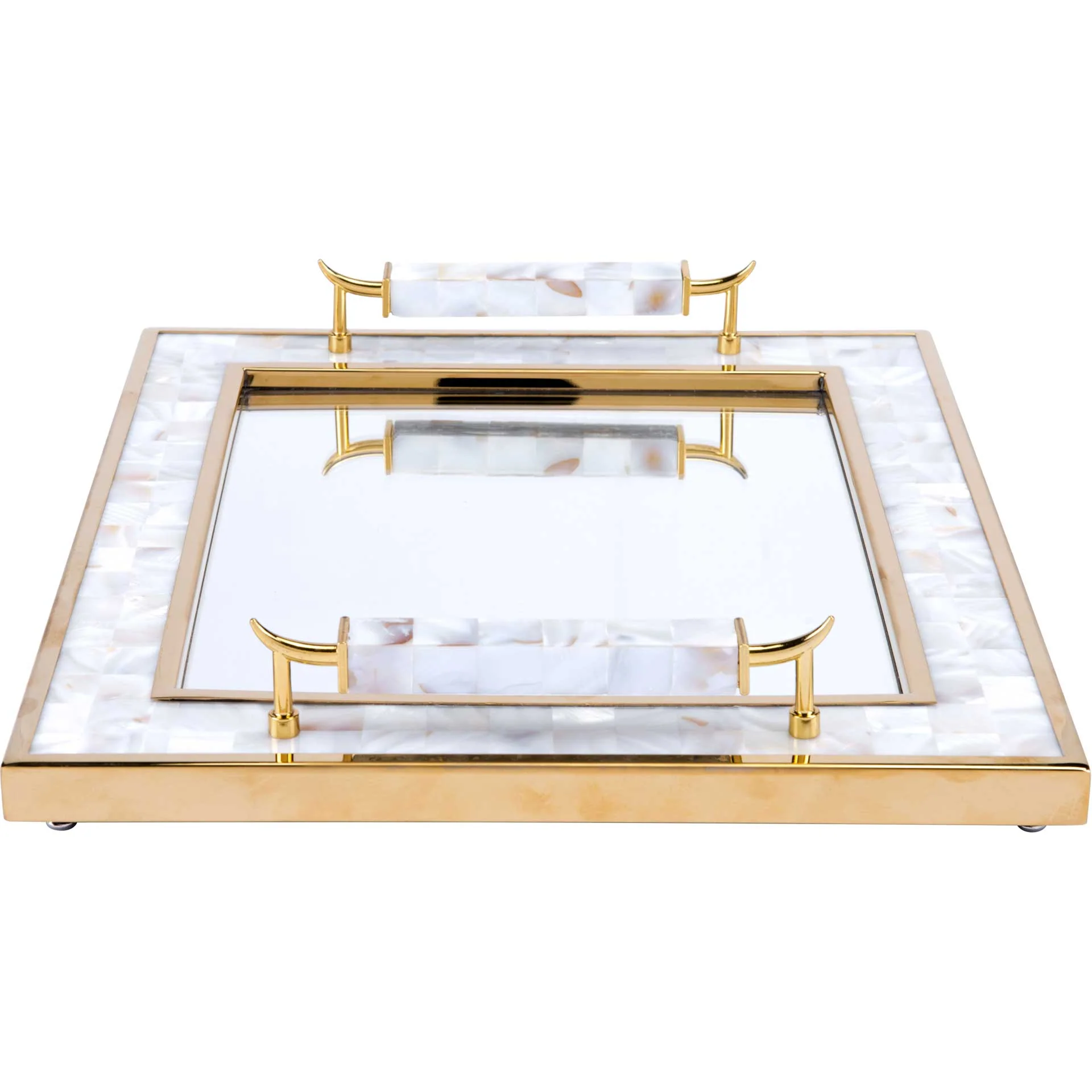Mother of Pearl Horn Handle Tray White - Image 2