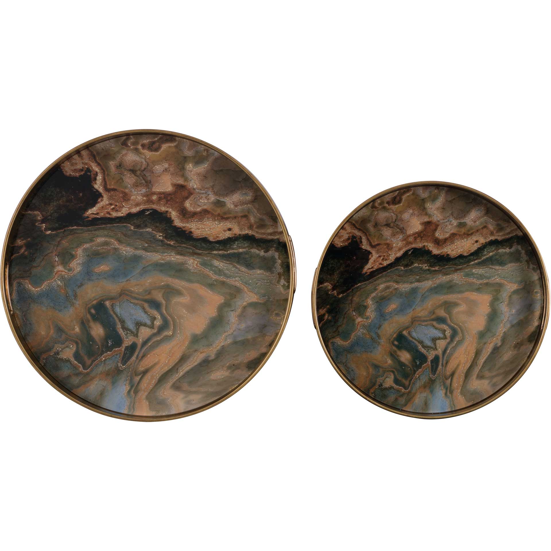 Mundi Tray Green Geode (Set of 2) - Image 2
