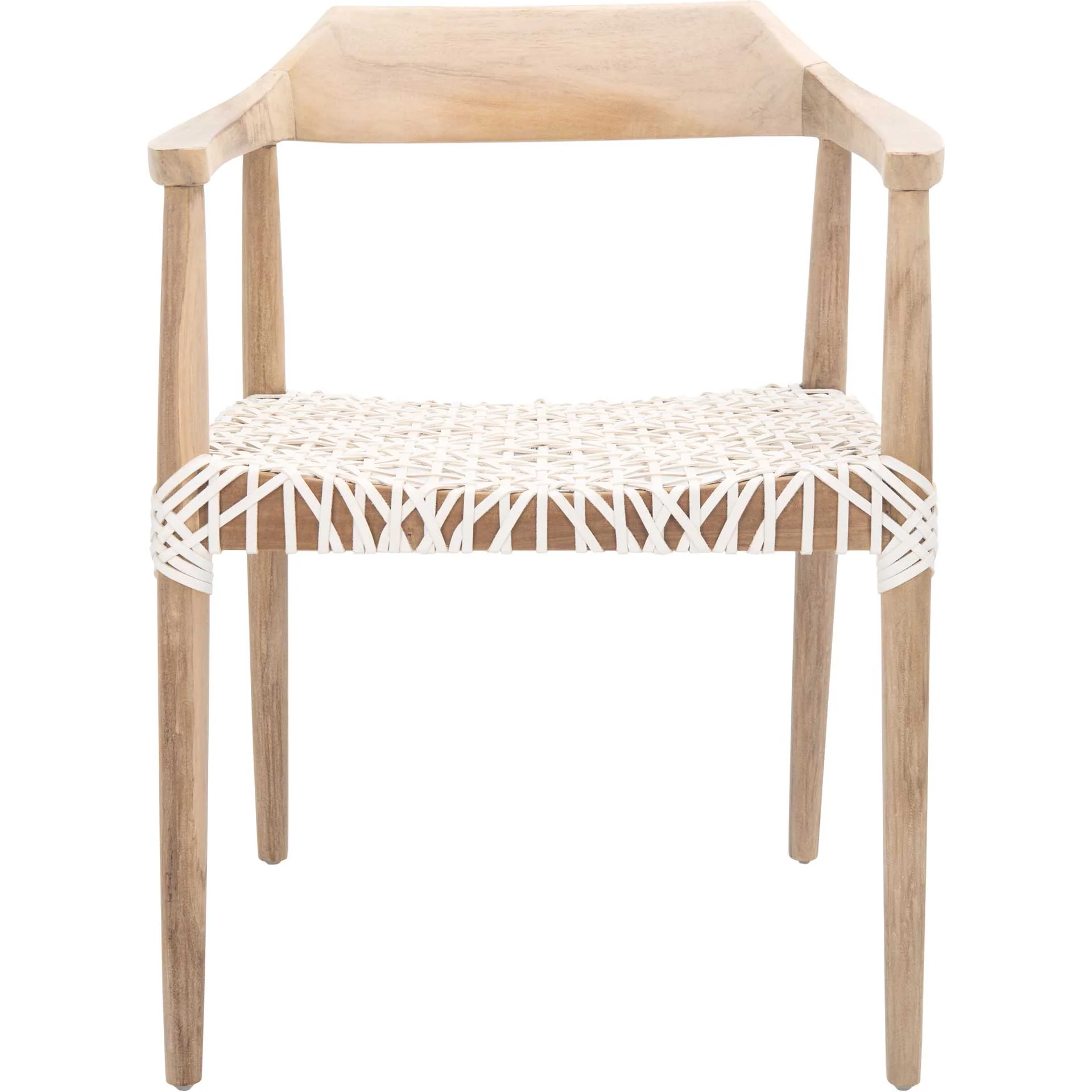Murray Leather Woven Accent Chair Natural/White - Image 2