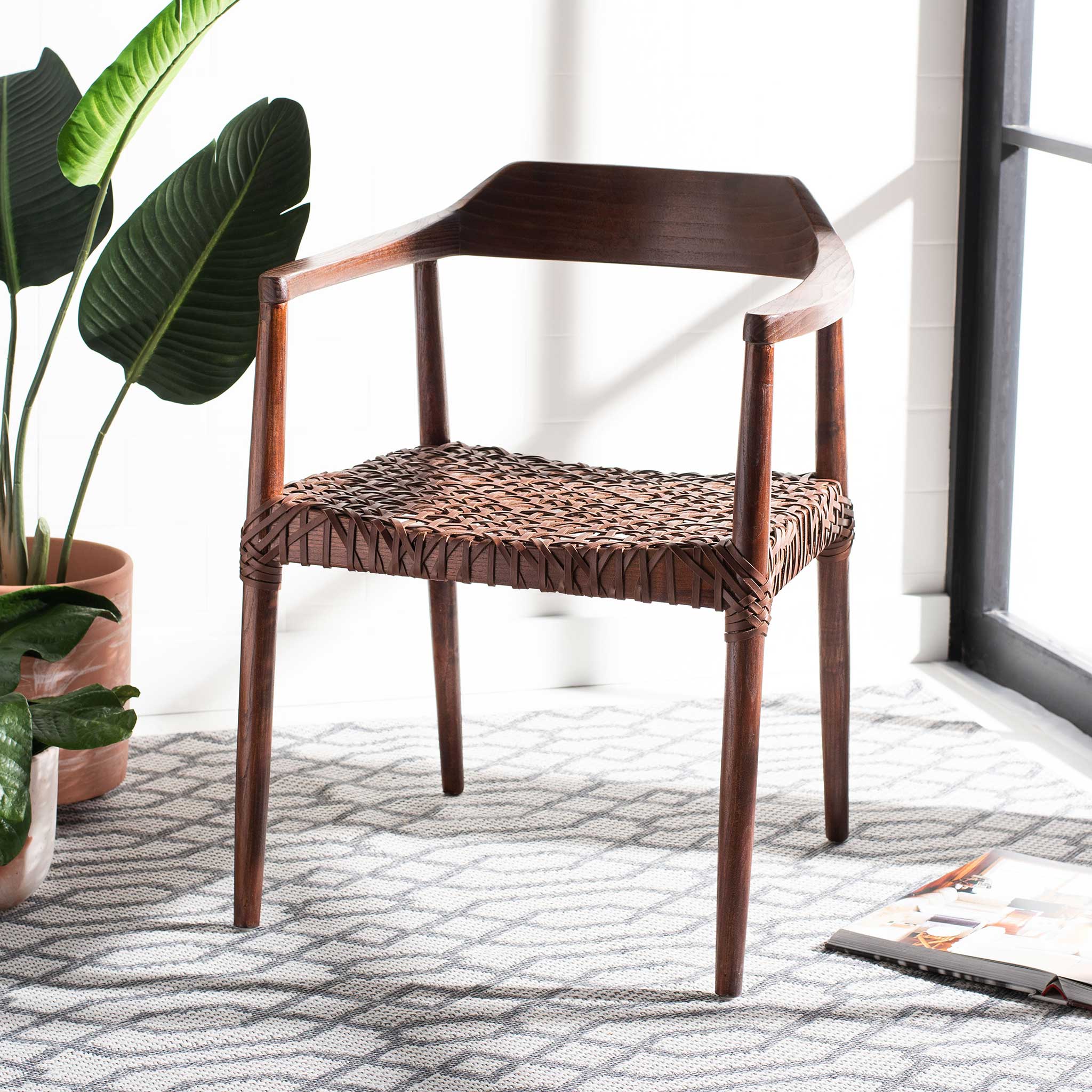 Murray Leather Woven Accent Chair Walnut/Cognac - Image 11