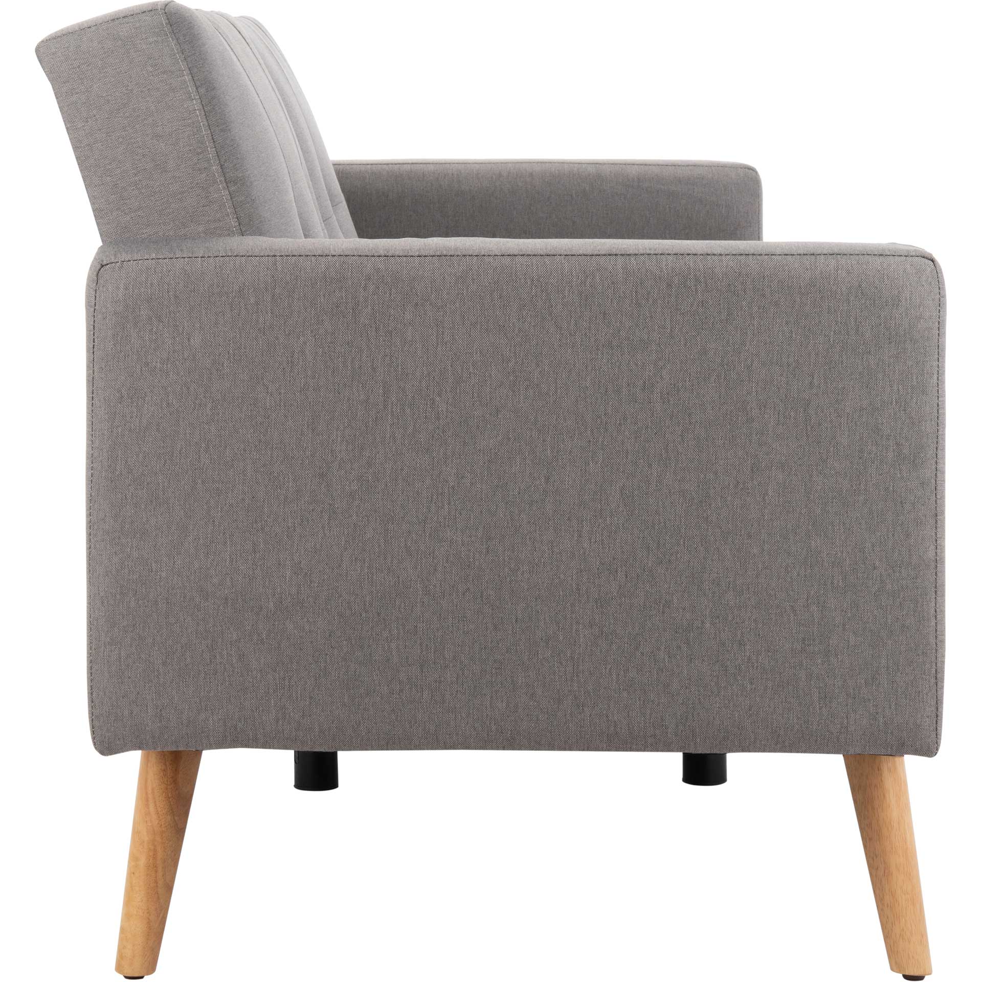 Musa Foldable Futon Bed With Pillow Gray Linen - Image 3