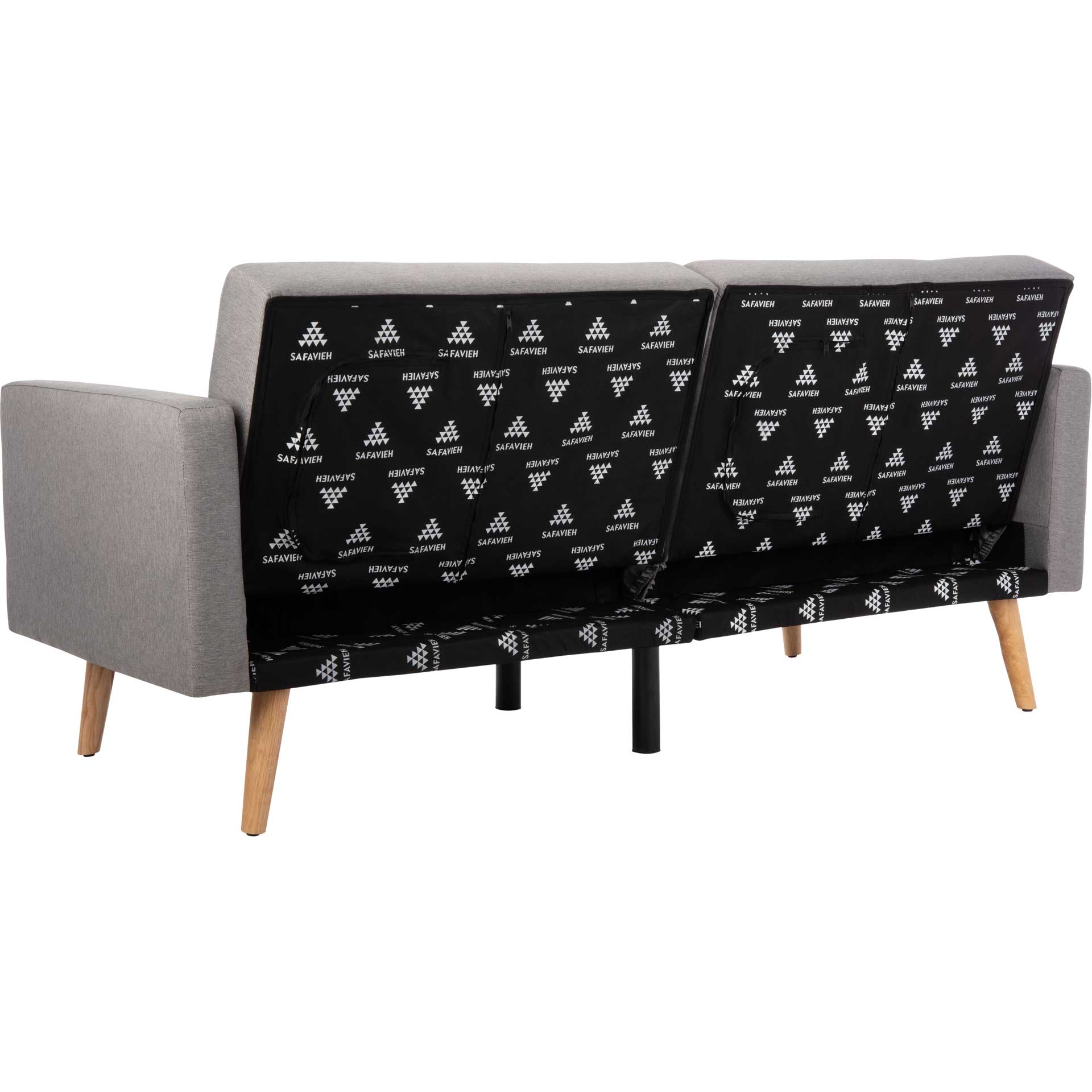 Musa Foldable Futon Bed With Pillow Gray Linen - Image 5