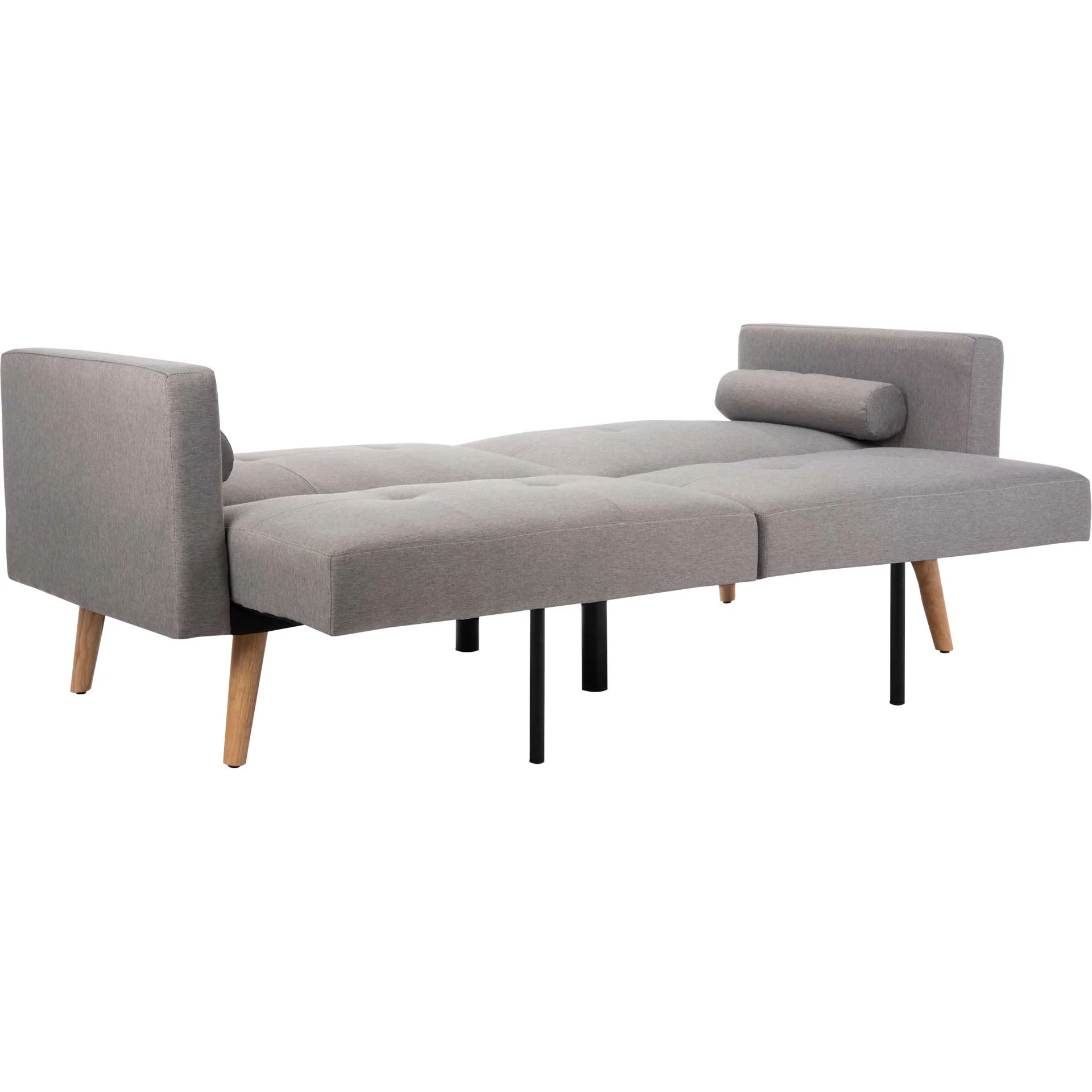 Musa Foldable Futon Bed With Pillow Gray Linen - Image 6