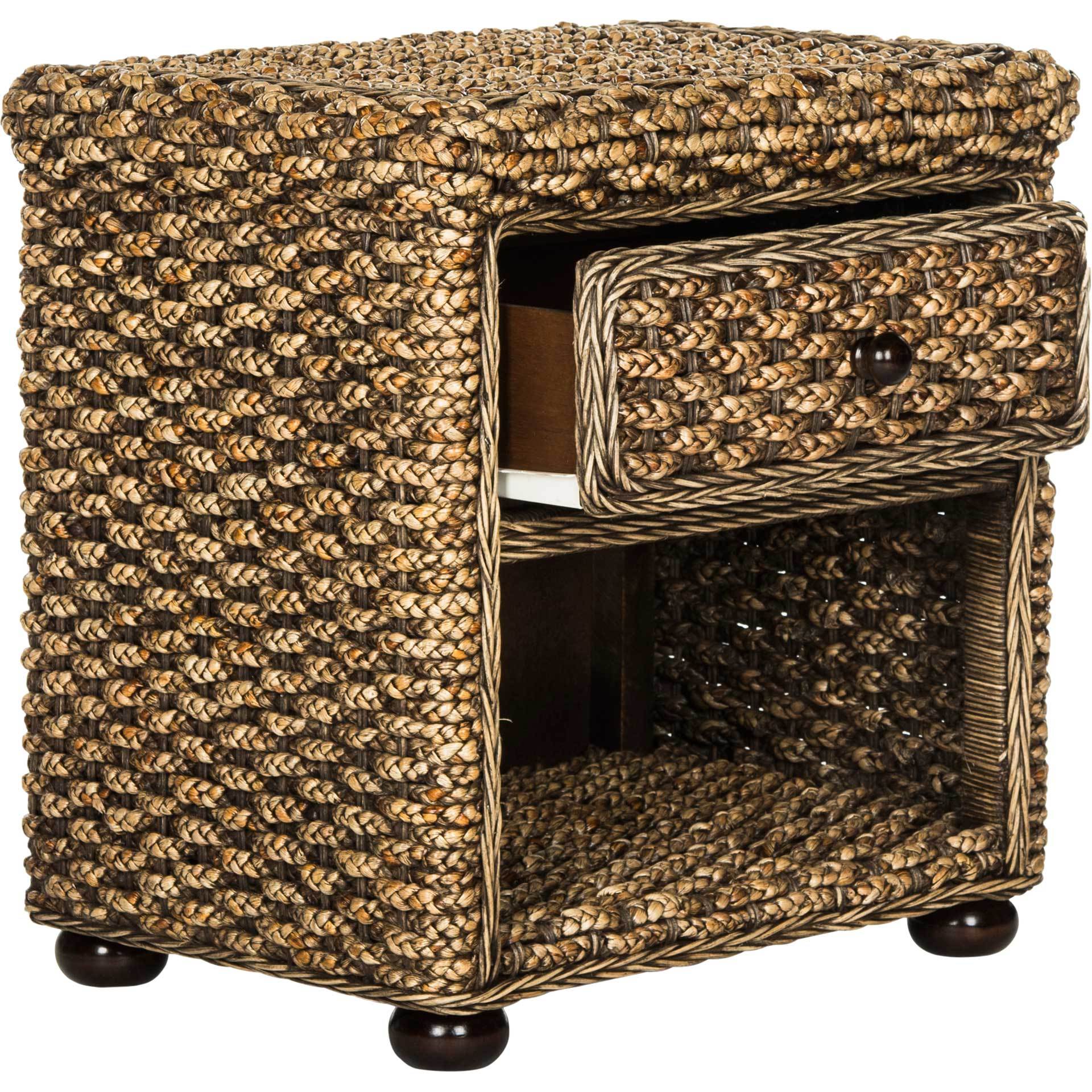 Mustafa Braided Brown Wash Wicker Nightstand - Image 2