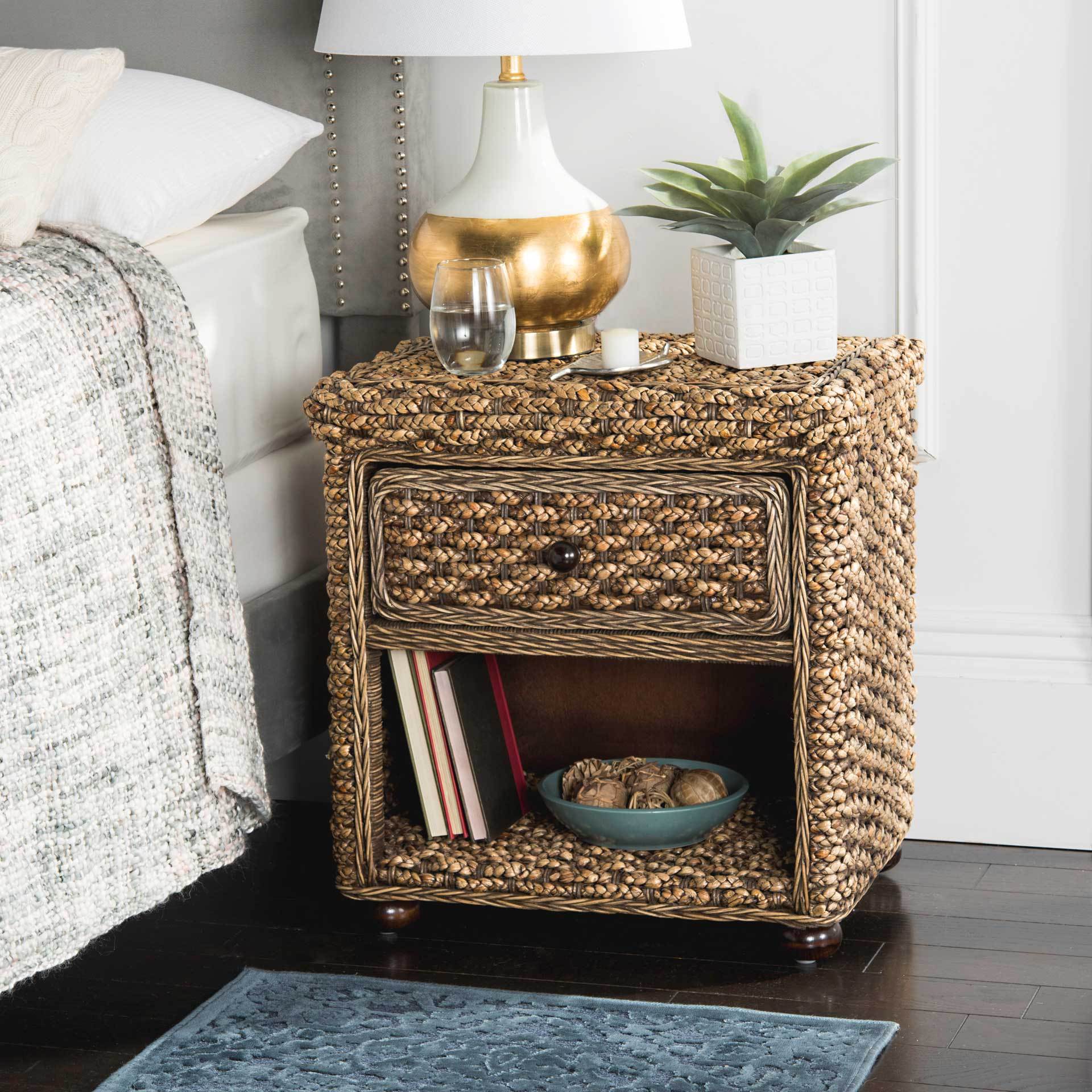 Mustafa Braided Brown Wash Wicker Nightstand - Image 6