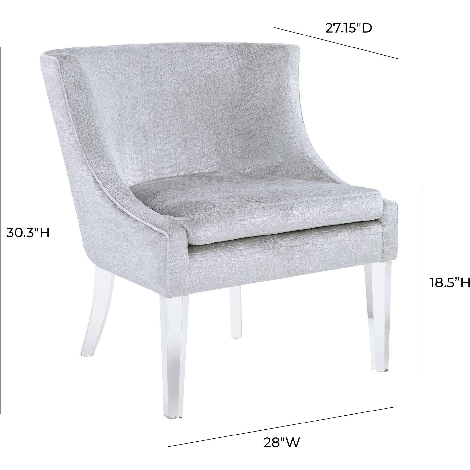 Myrtis Croc Chair Silver - Image 5