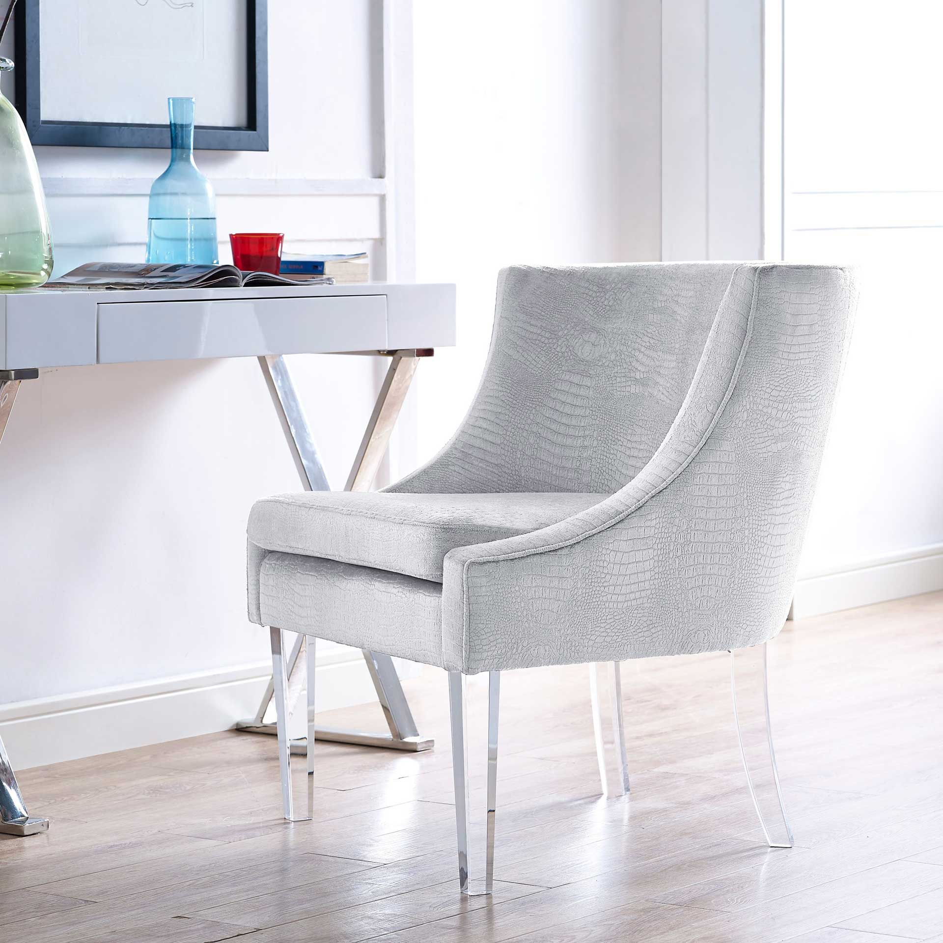 Myrtis Croc Chair Silver - Image 6