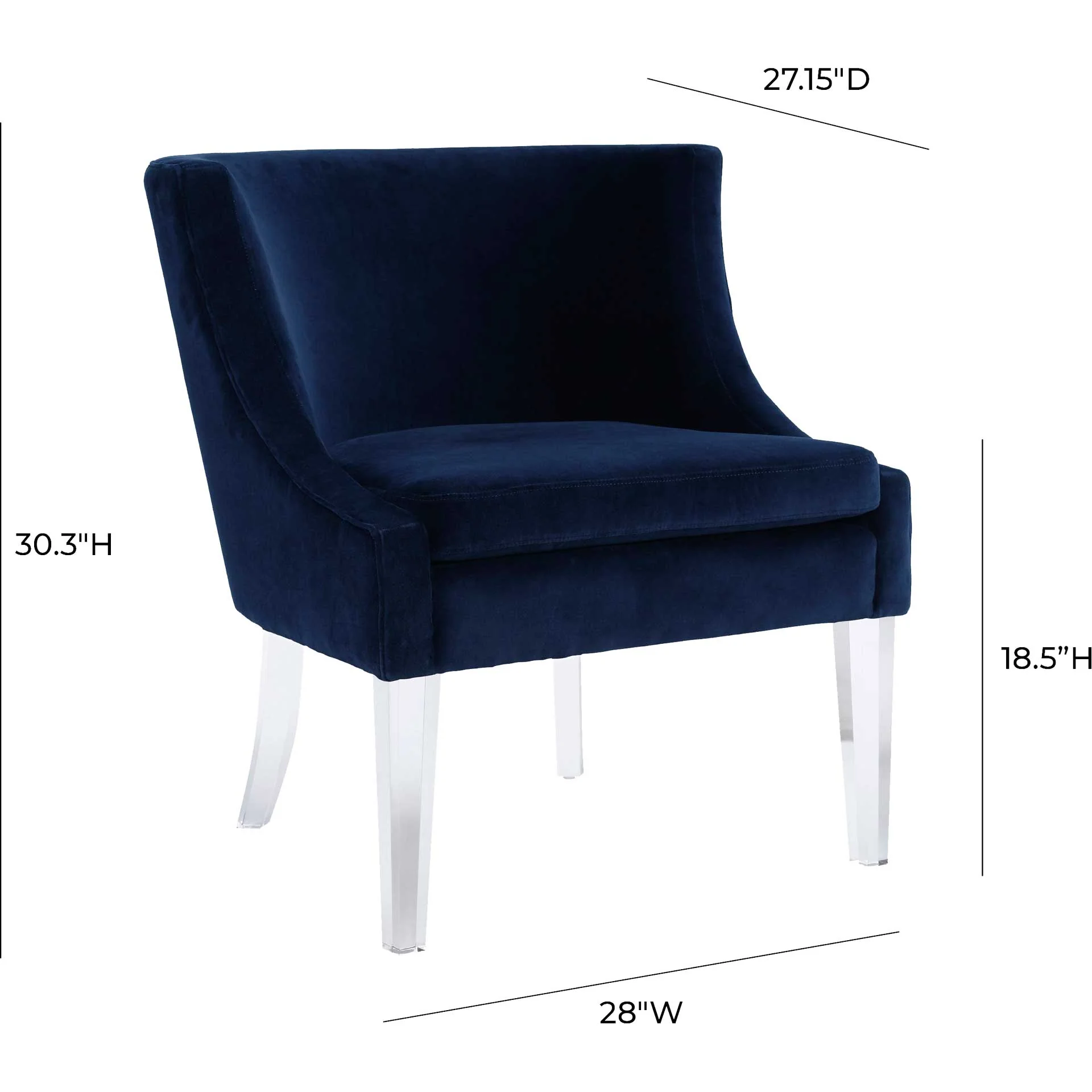 Myrtis Velvet Chair Blue - Image 5