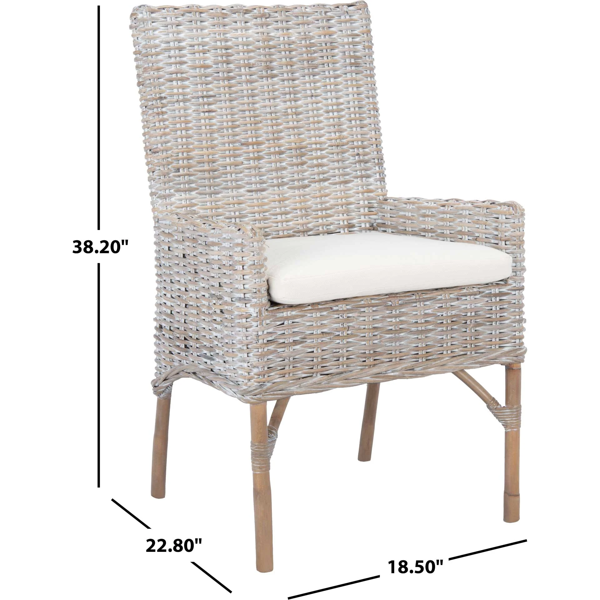 Nabbi Rattan Accent Chair With Cushion Gray White Wash - Image 8