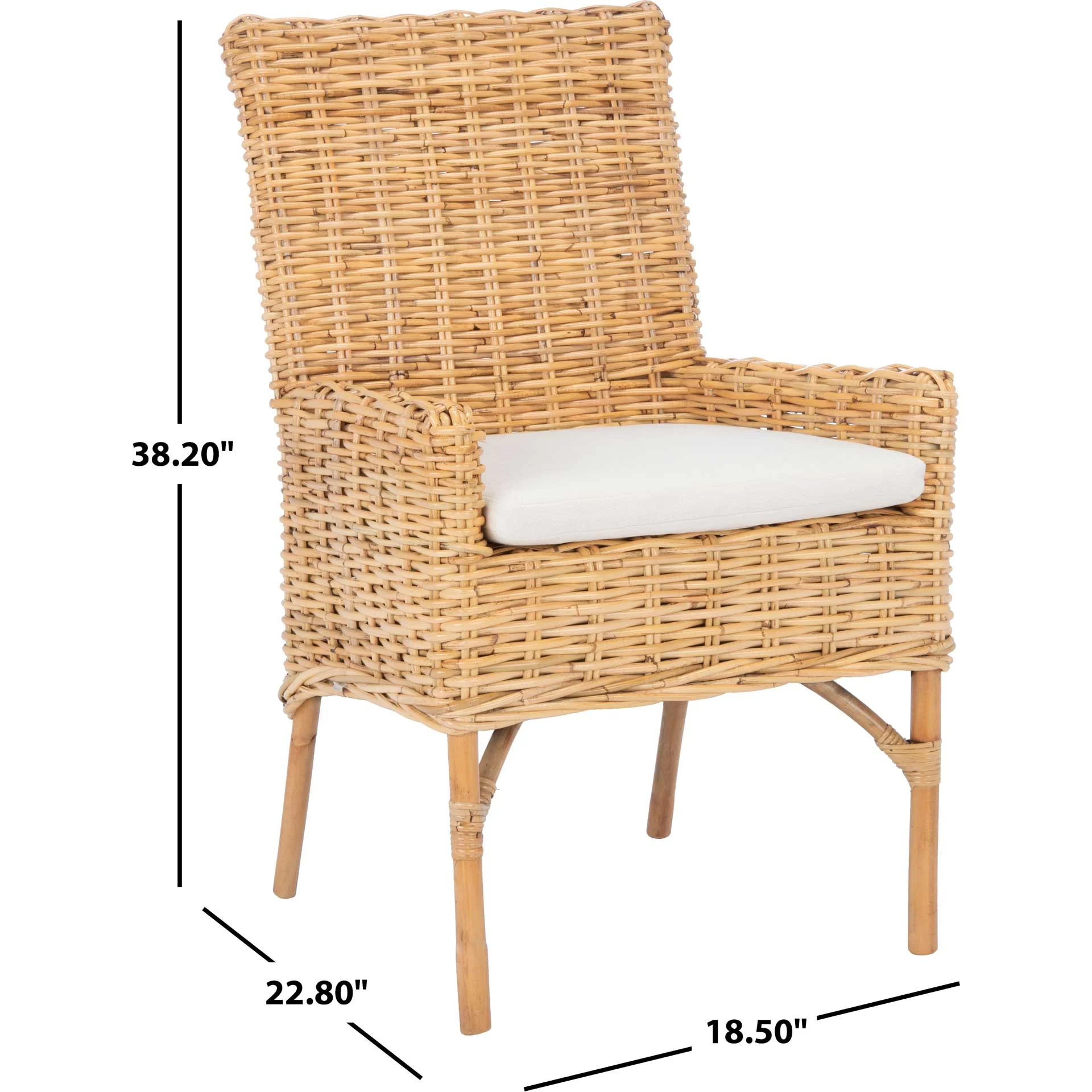 Nabbi Rattan Accent Chair With Cushion Natural/White - Image 8