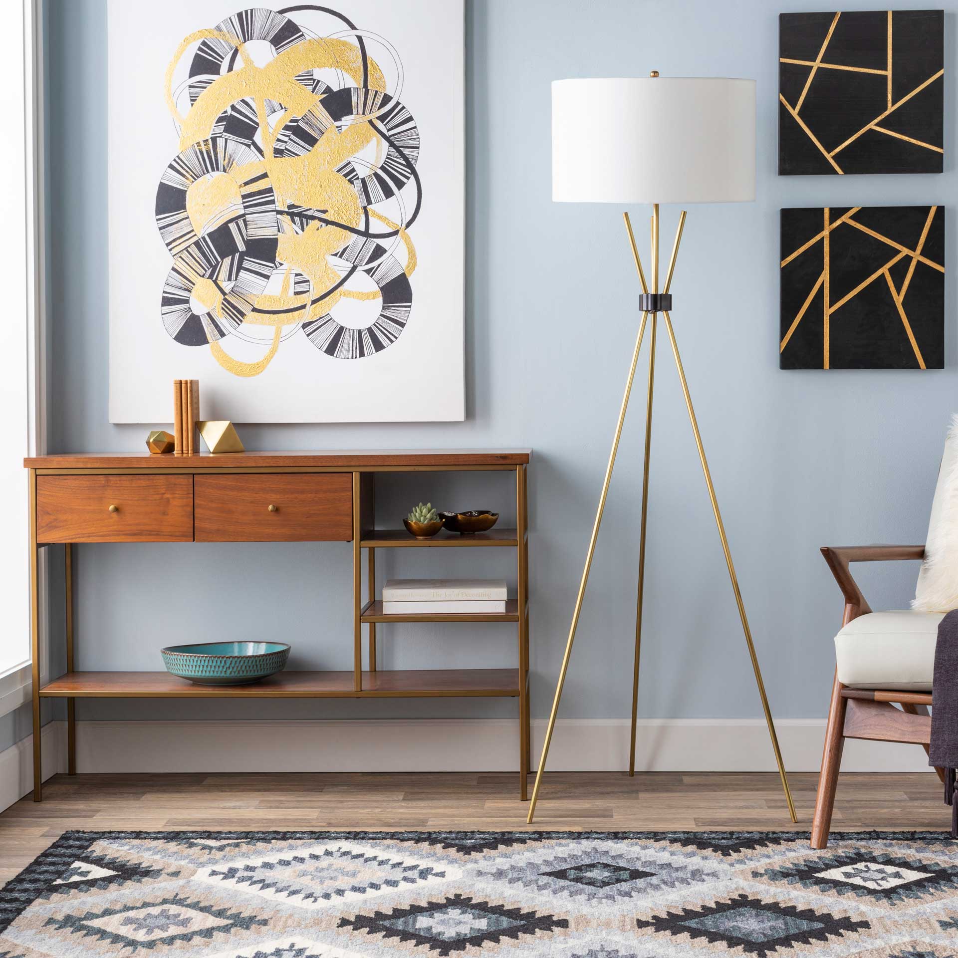 Nalani Floor Lamp White/Brass/Ivory - Image 6