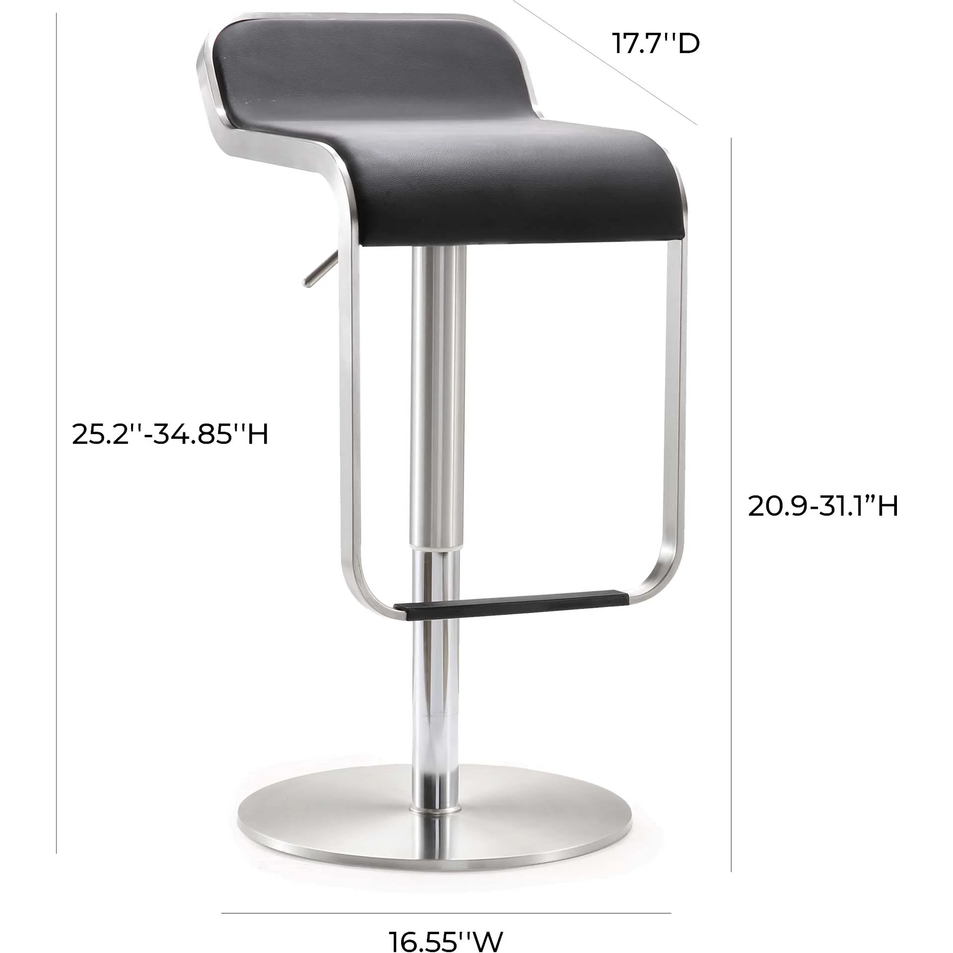 Nalani Stainless Steel Bar Stool Black - Image 9