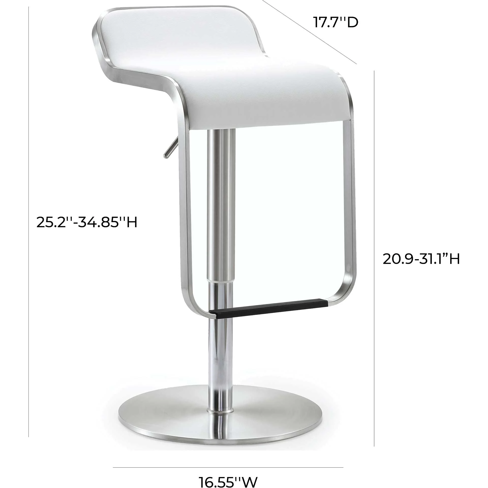 Nalani Stainless Steel Bar Stool White - Image 9