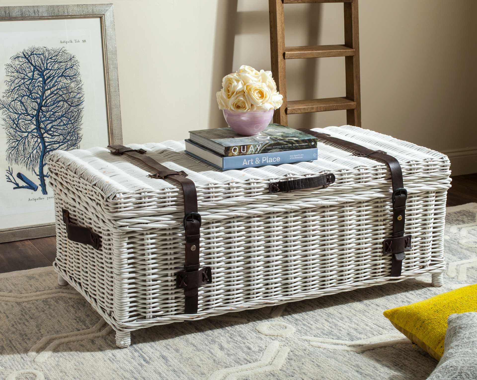 Naldo Rattan Coffee Table Trunk White - Image 4