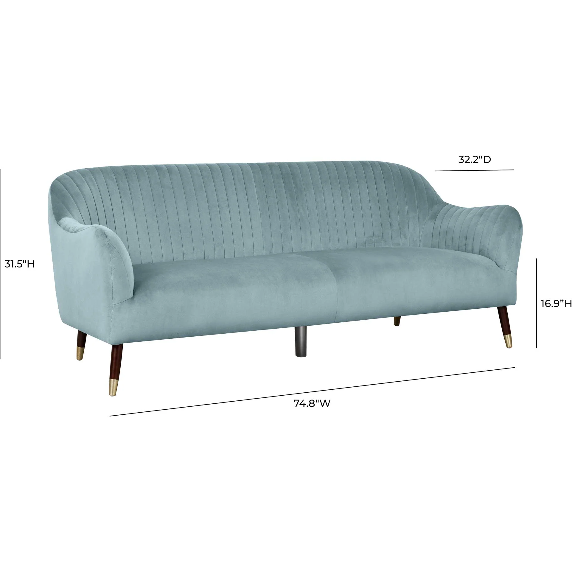 Naldo Velvet Sofa Bluestone - Image 5