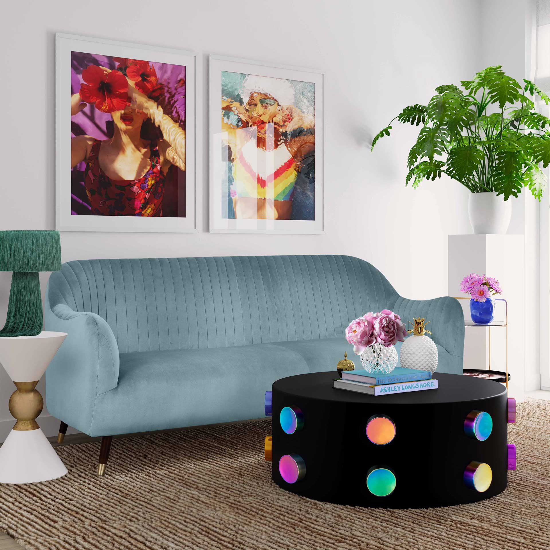 Naldo Velvet Sofa Bluestone - Image 6