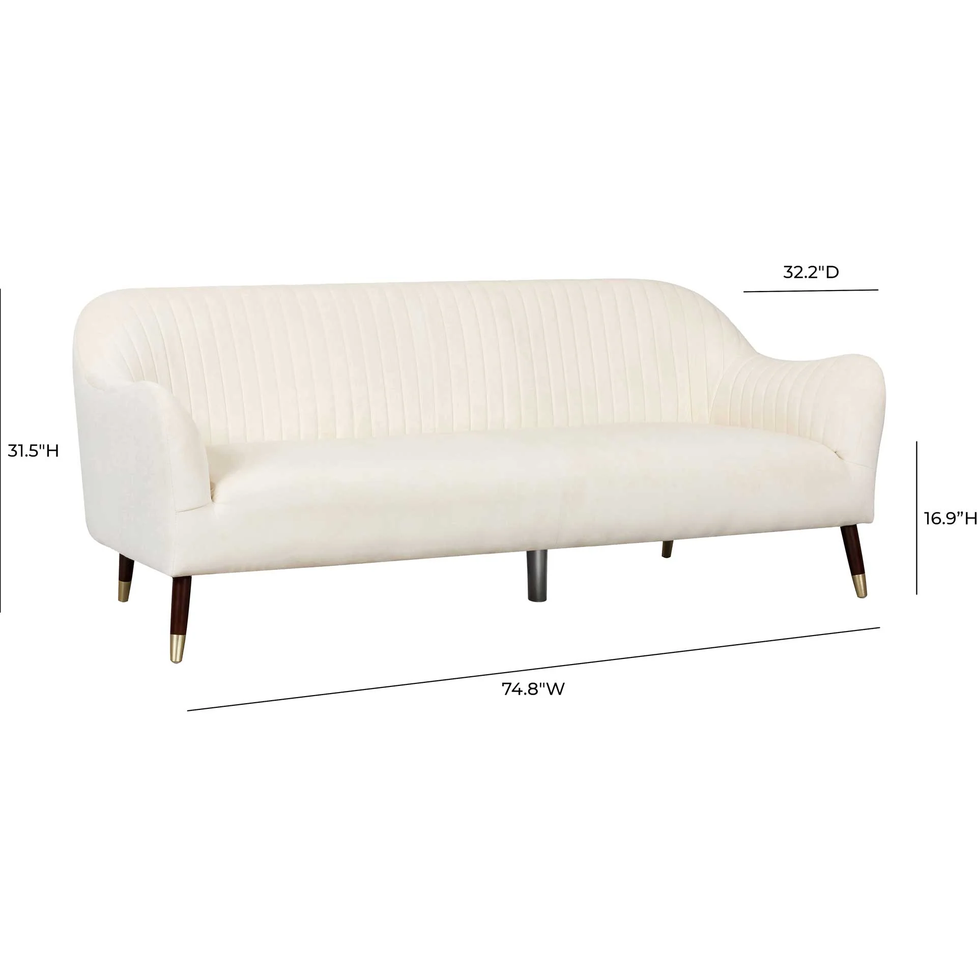 Naldo Velvet Sofa Cream - Image 5