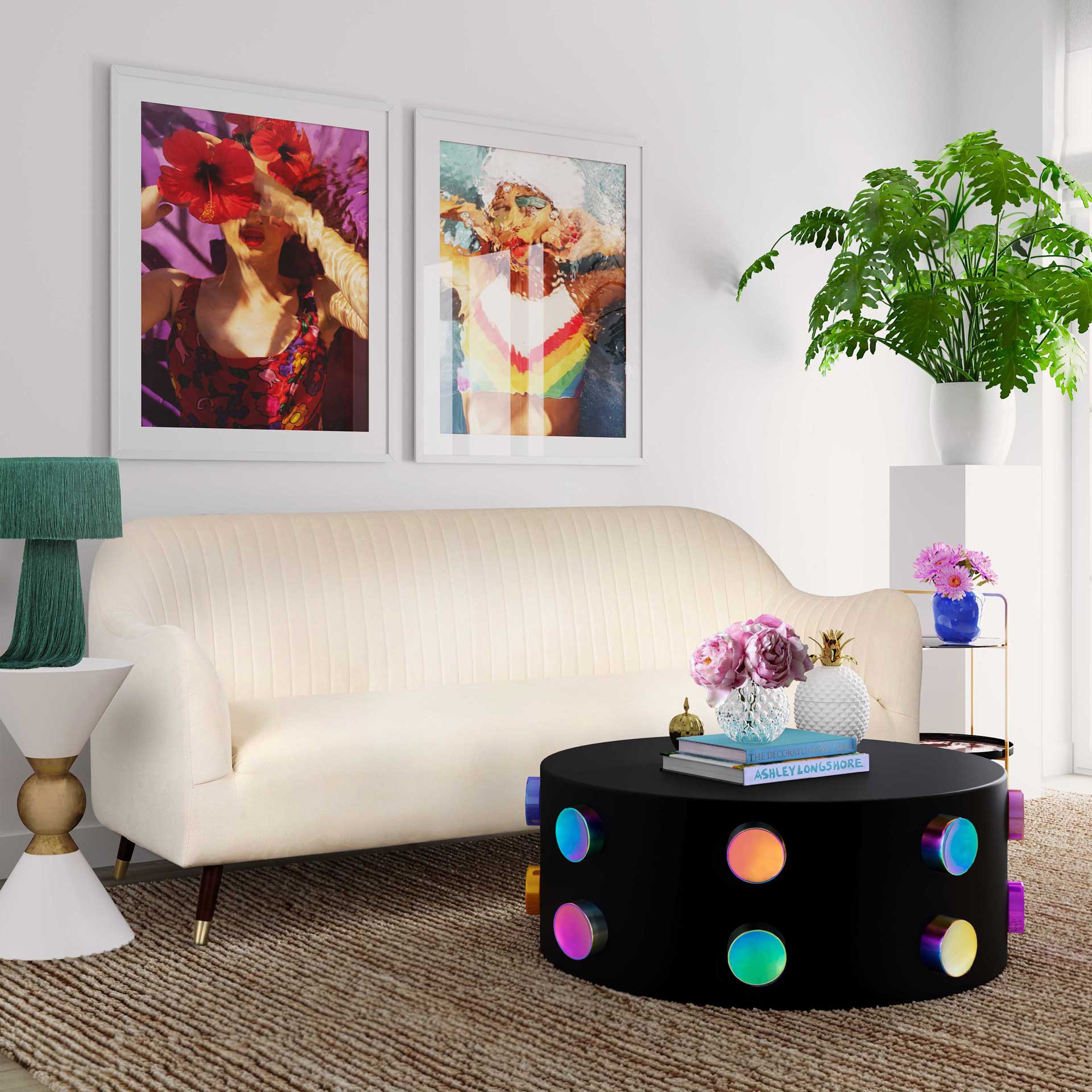 Naldo Velvet Sofa Cream - Image 6