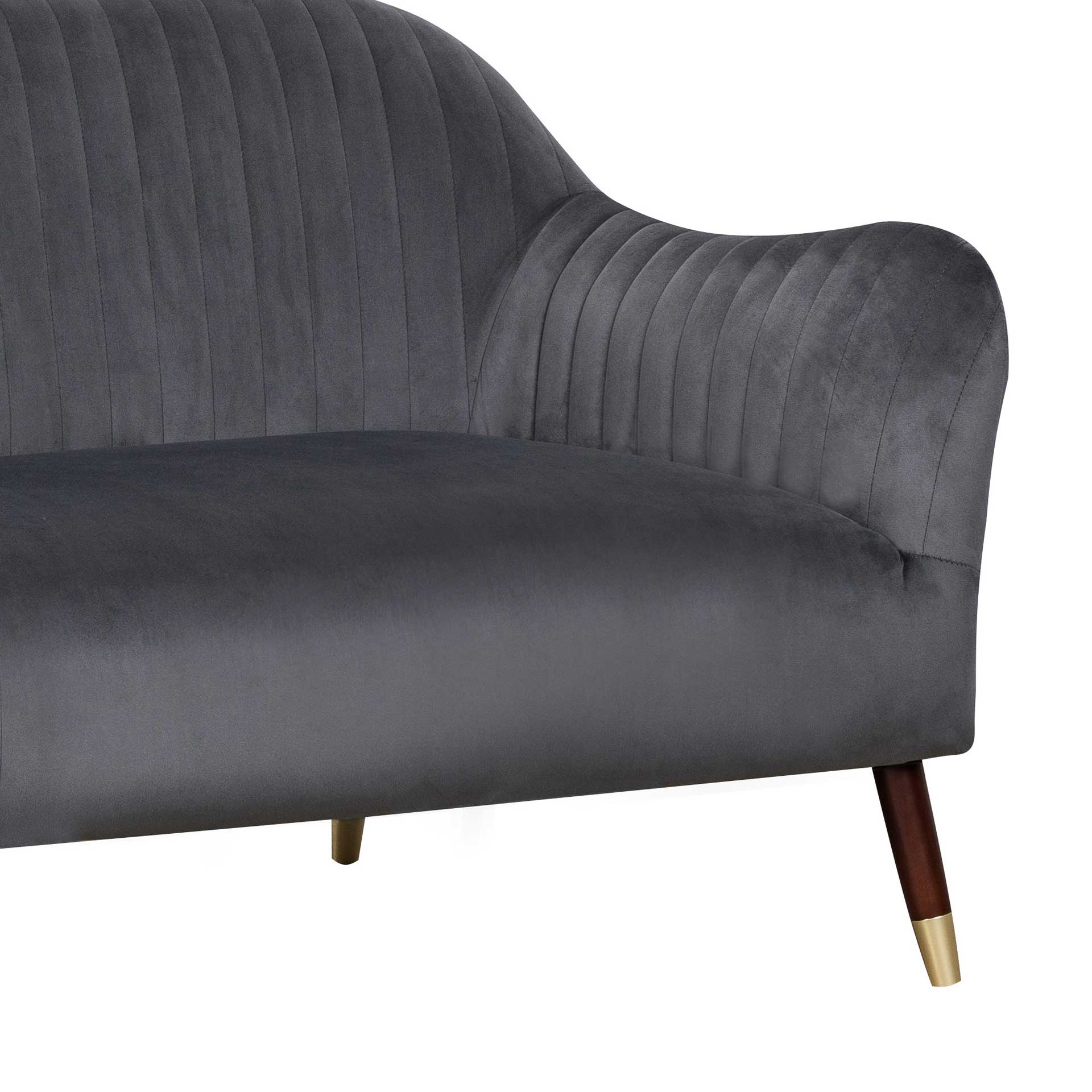 Naldo Velvet Sofa Gray - Image 4