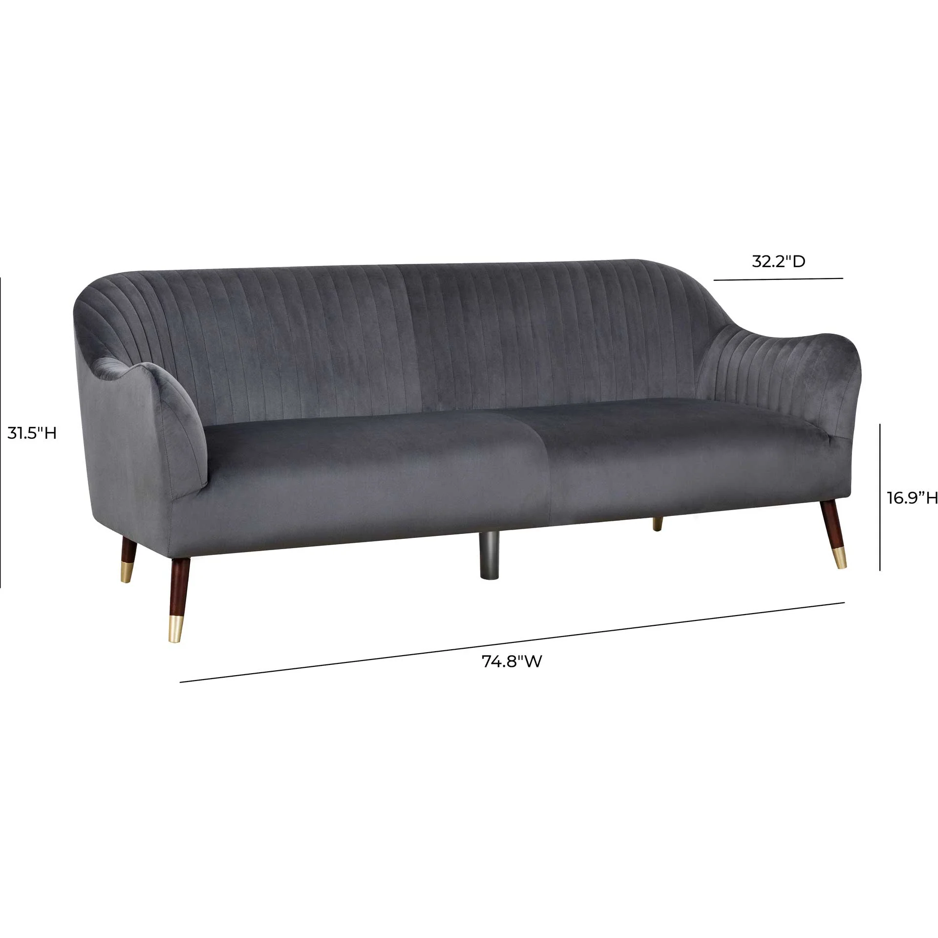 Naldo Velvet Sofa Gray - Image 5