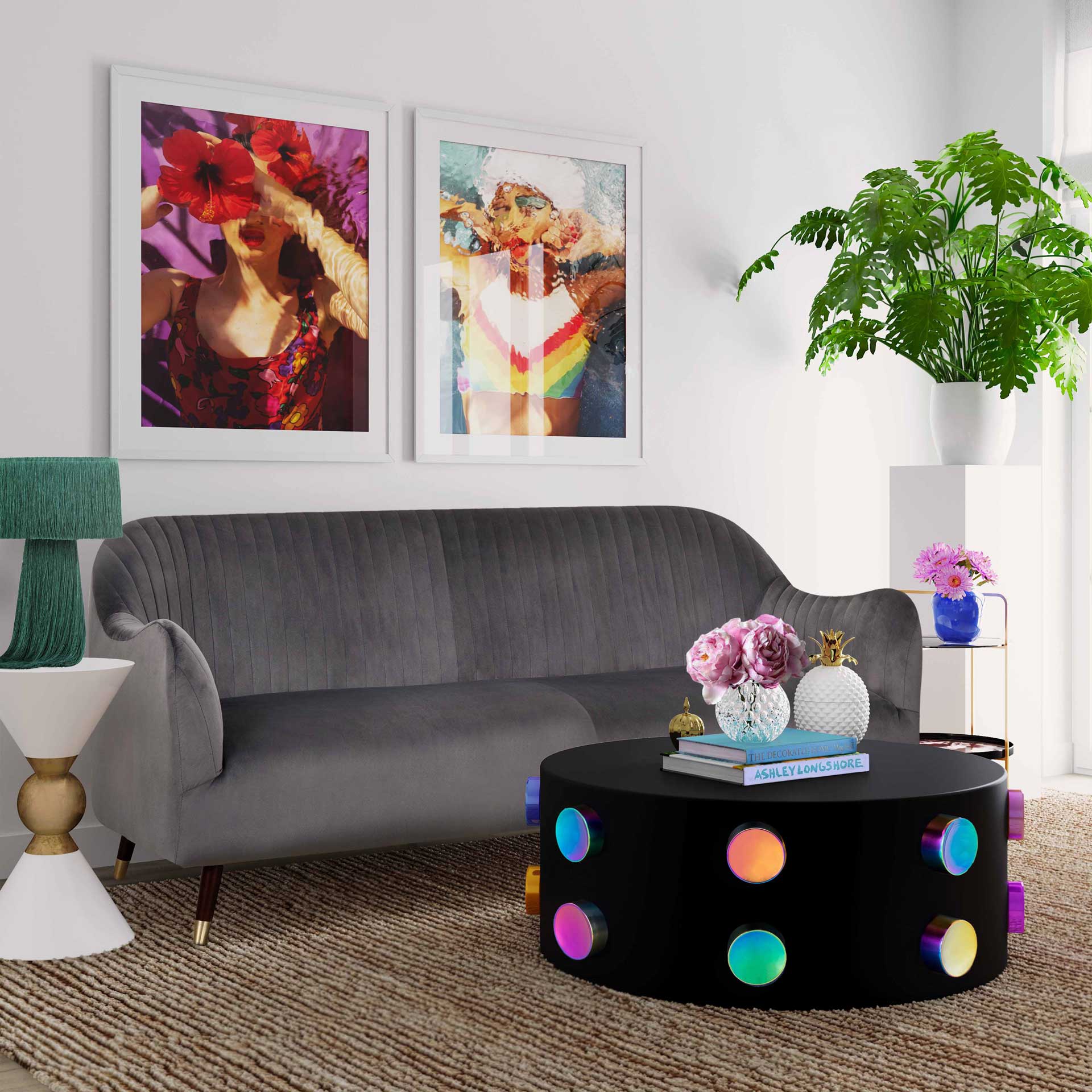 Naldo Velvet Sofa Gray - Image 6
