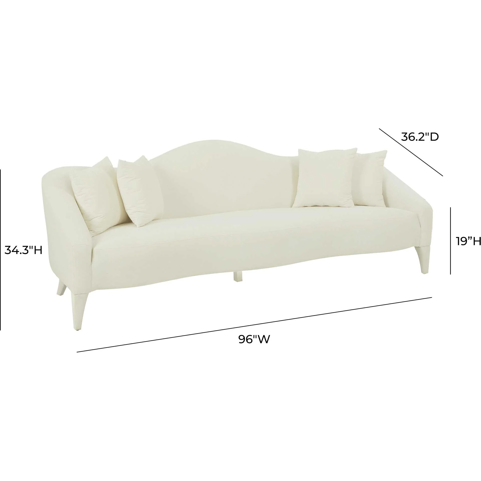 Nally Velvet Sofa Cream - Image 5