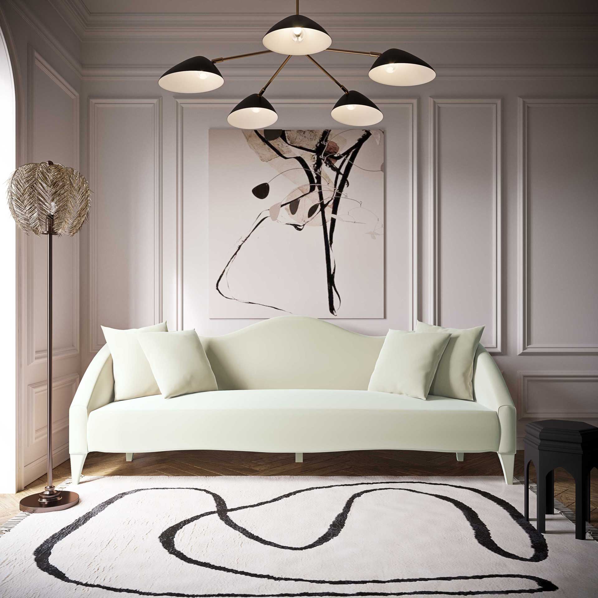 Nally Velvet Sofa Cream - Image 6