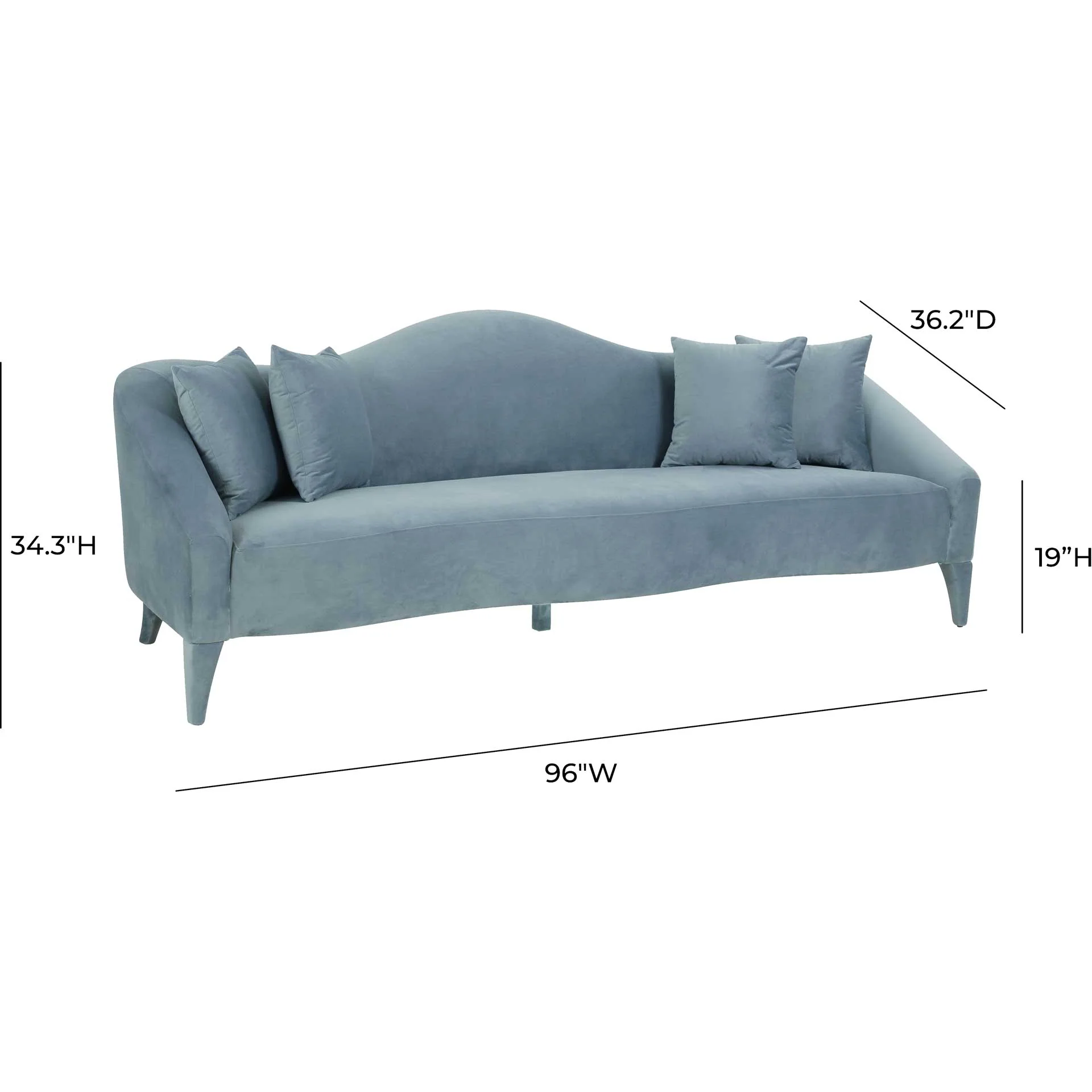 Nally Velvet Sofa Sea Blue - Image 5