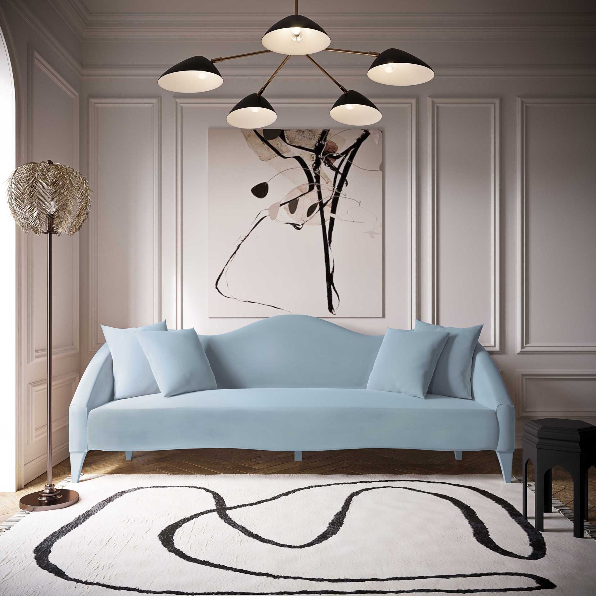Nally Velvet Sofa Sea Blue - Image 6